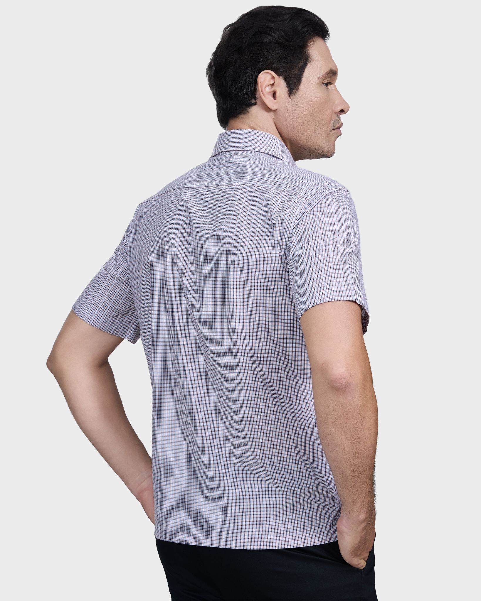  Áo Sơ Mi Nam Tay Ngắn Vải Sợi Sồi Caro Xanh Đỏ Co Giãn Cá Tính – ABN.PMS.BE.377 