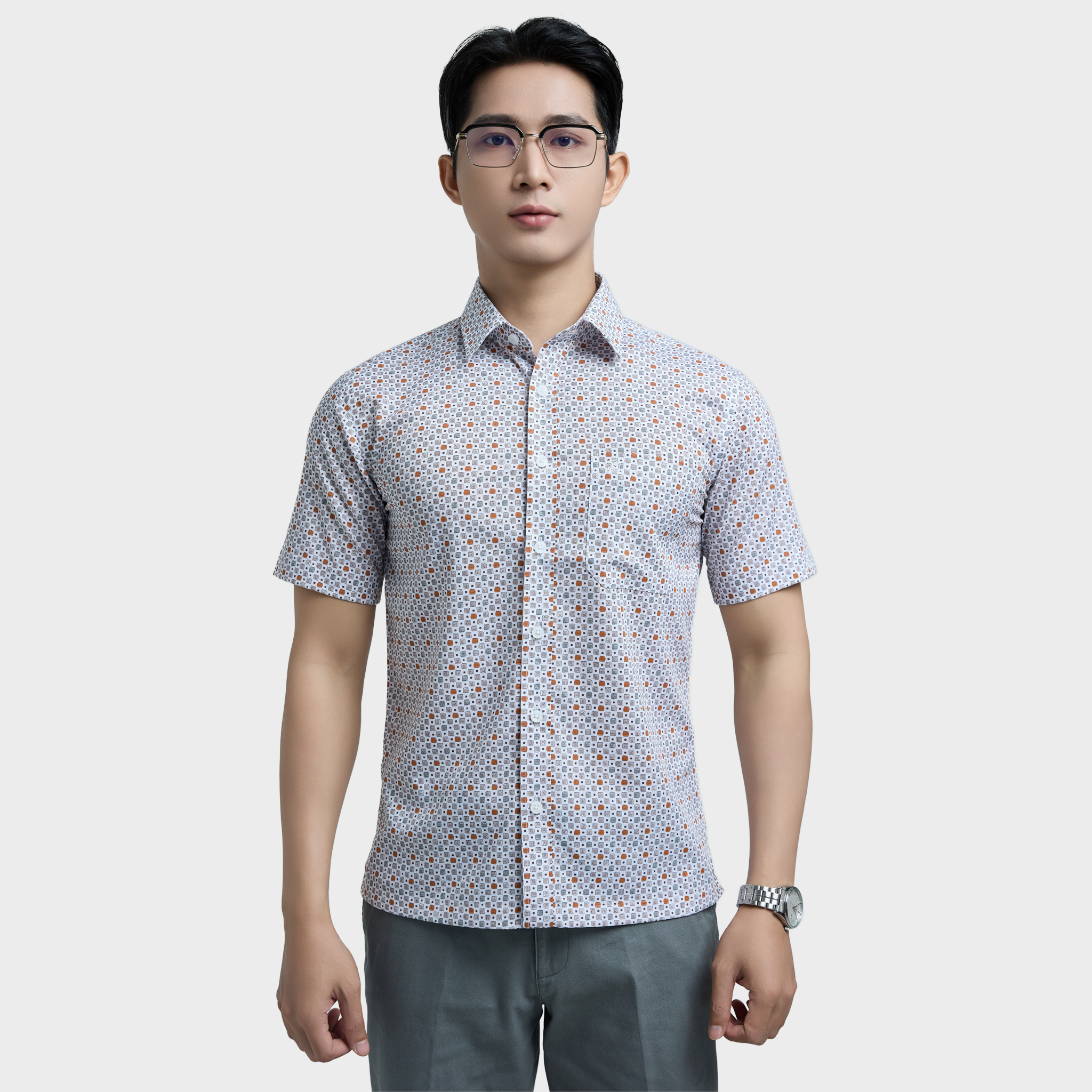  Áo sơ mi nam ngắn tay BELLUNI vải sợi sồi cao cấp - ABN.PMS.BE 339 