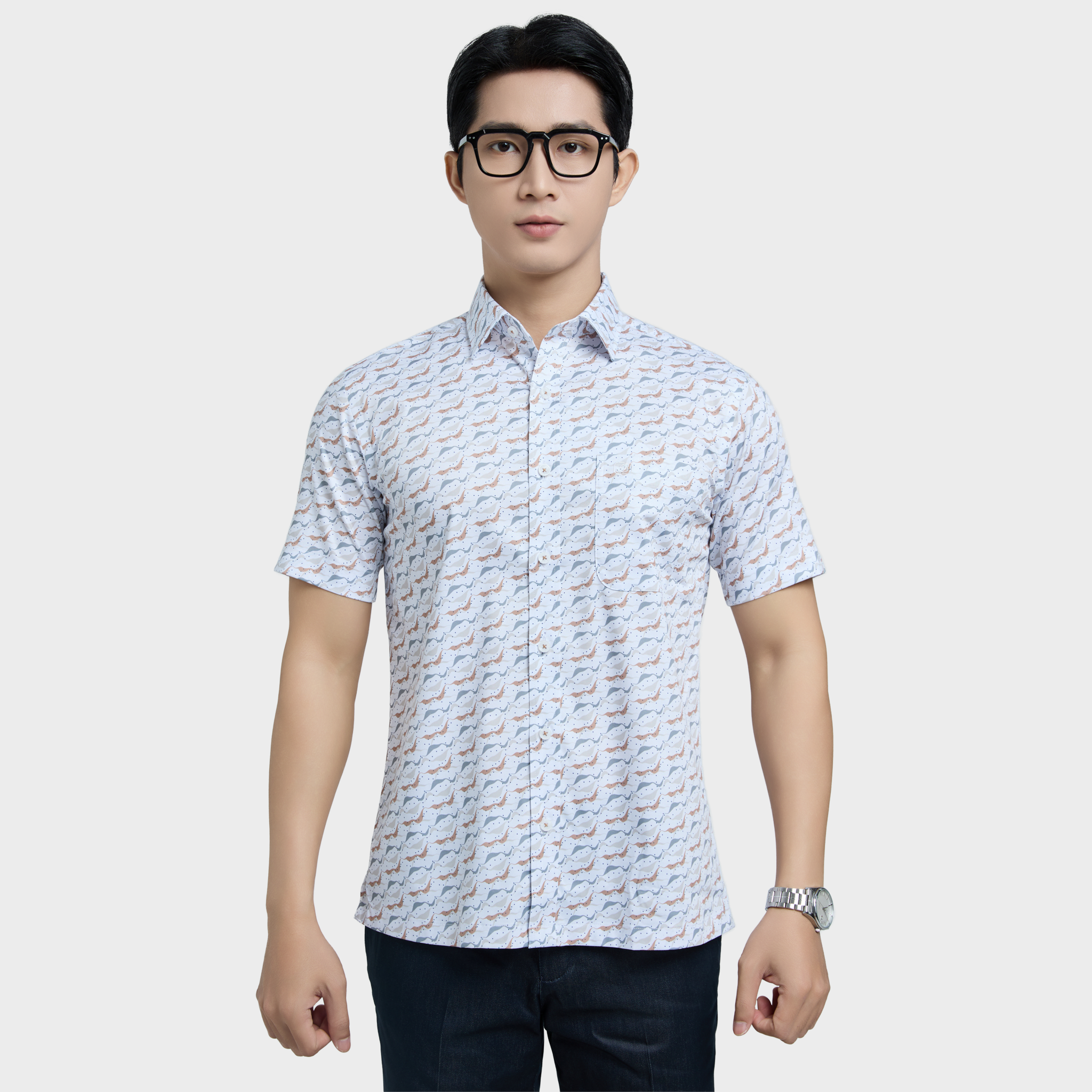  Áo sơ mi nam ngắn tay cao cấp BELLUNI vải sợi tre - ABN.BPS.BE 342 