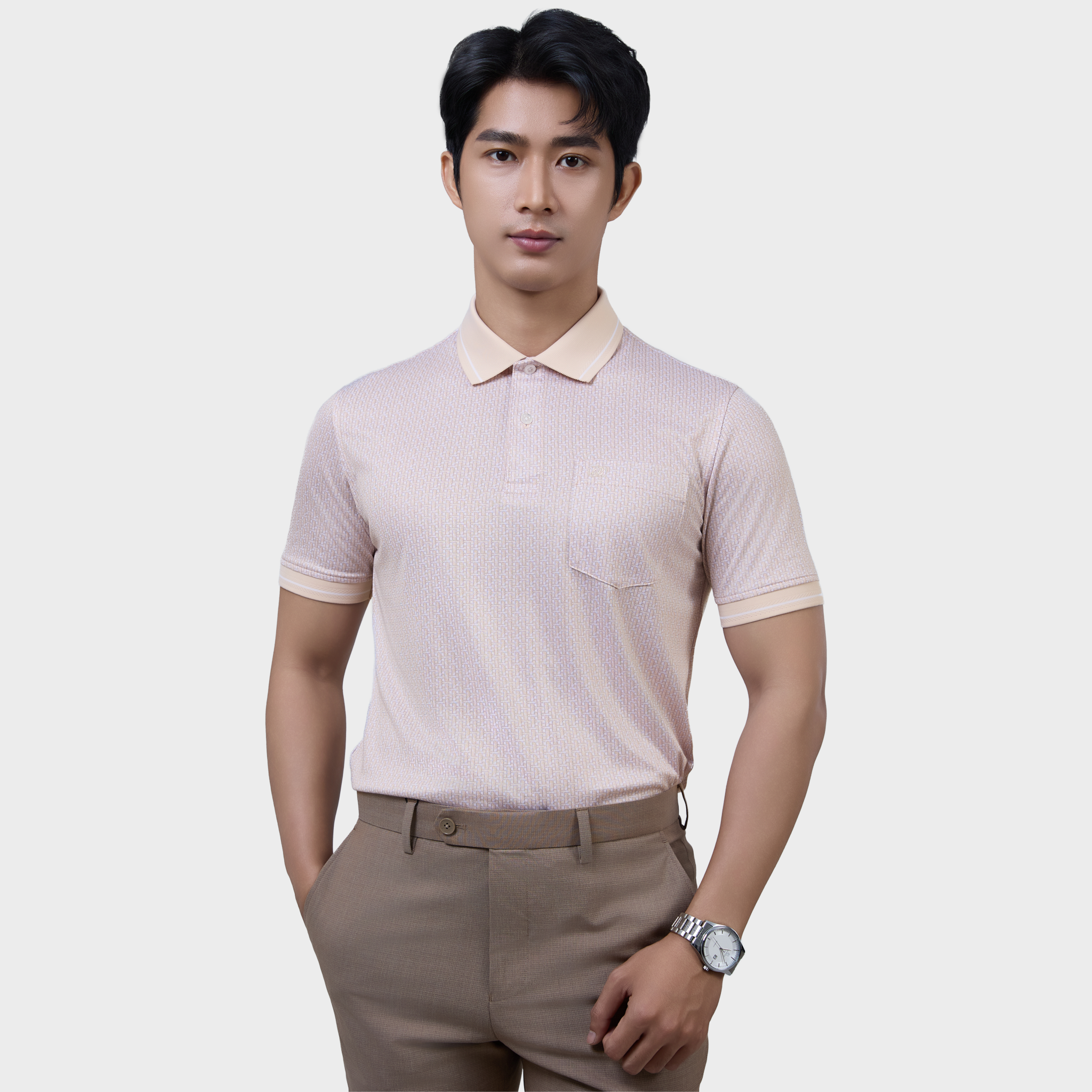  Áo Polo Nam Vải Sợi Tre Bo Cổ Dệt Sọc Thoáng Khí  – AT.BP.BE 118 