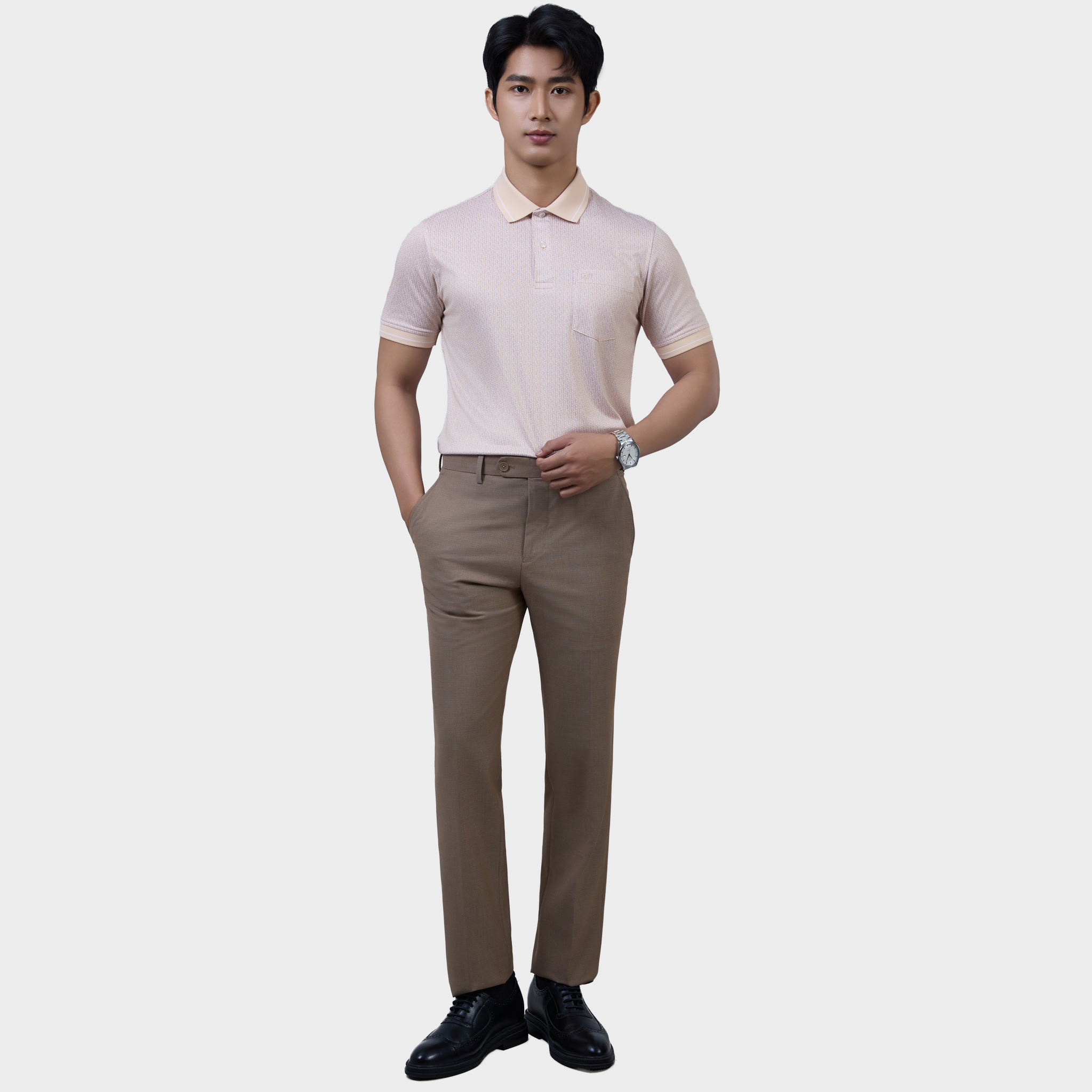  Áo Polo Nam Vải Sợi Tre Bo Cổ Dệt Sọc Thoáng Khí  – AT.BP.BE 118 