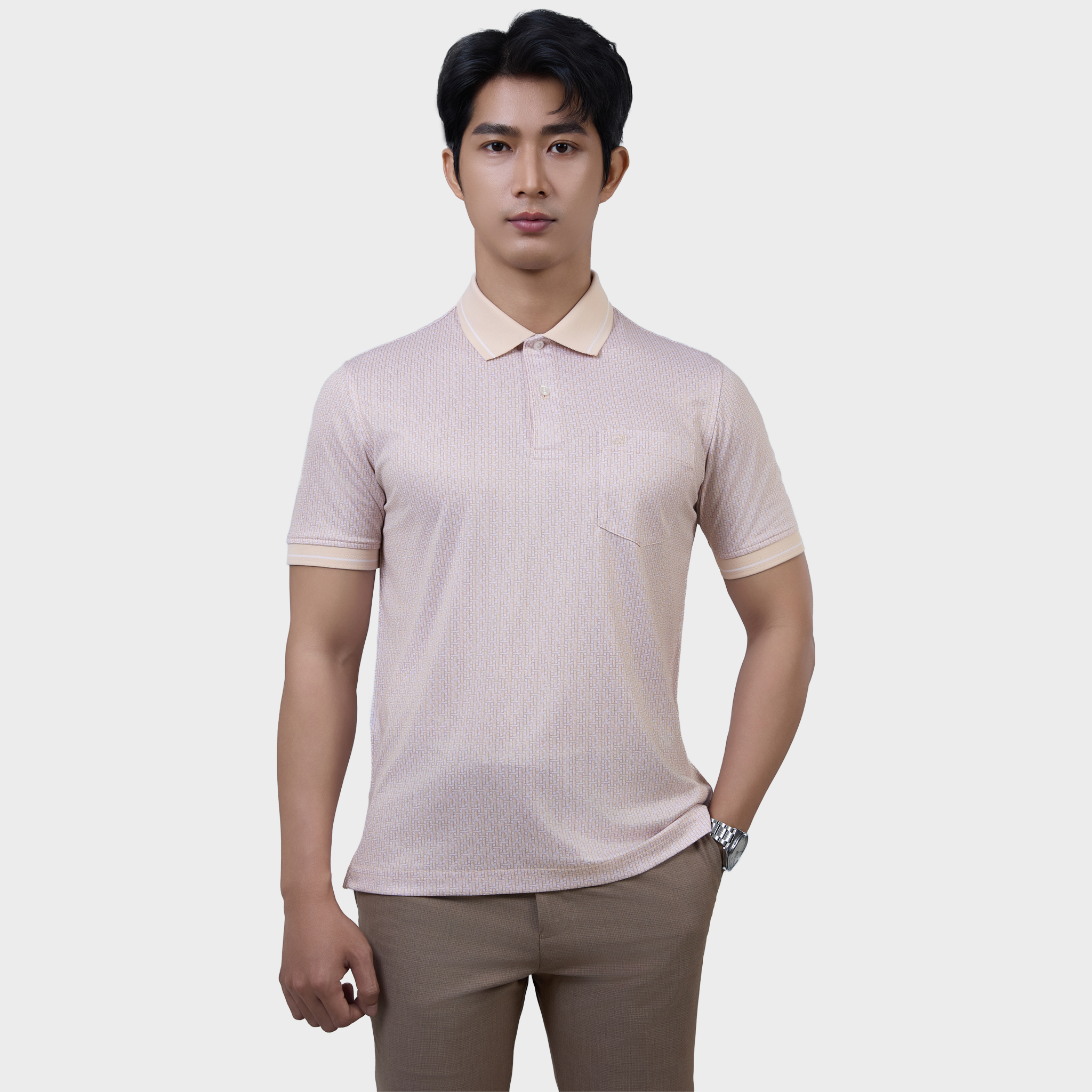  Áo Polo Nam Vải Sợi Tre Bo Cổ Dệt Sọc Thoáng Khí  – AT.BP.BE 118 