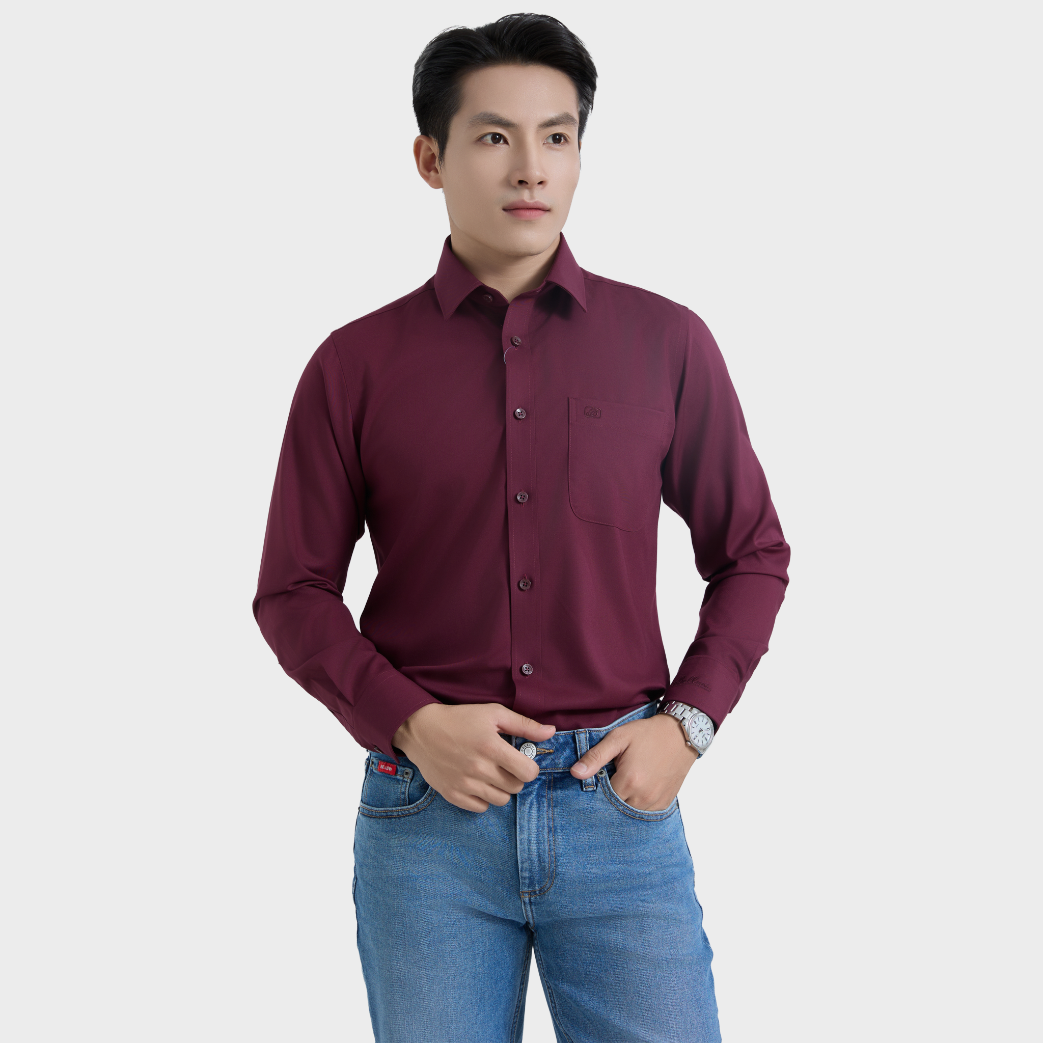  Áo Sơ Mi Nam Dài Tay - Sơ Mi Nam Cao Cấp Belluni Vân Xước, Co Giãn Tốt, Kháng Khuẩn ABD.PMS.BE 239 