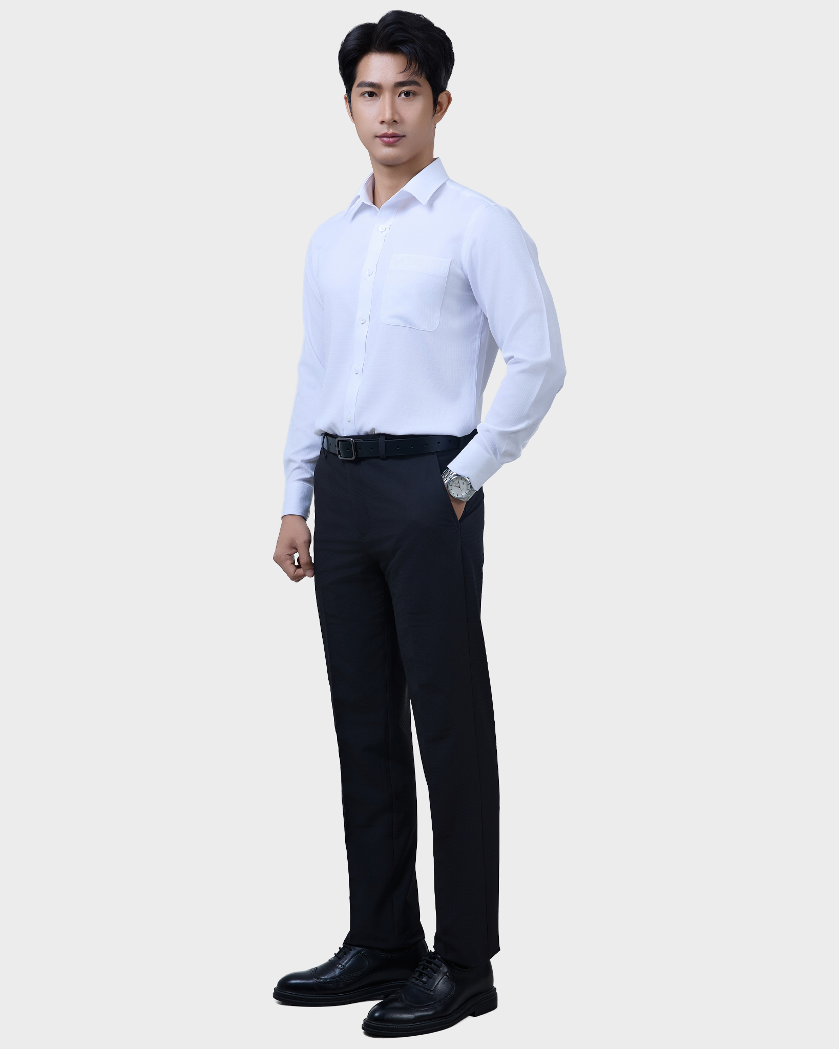  Áo Sơ Mi Nam Trắng Basic Dài Tay Cao Cấp Chống Nhăn Kháng UV - ABD.CR.BE 265 