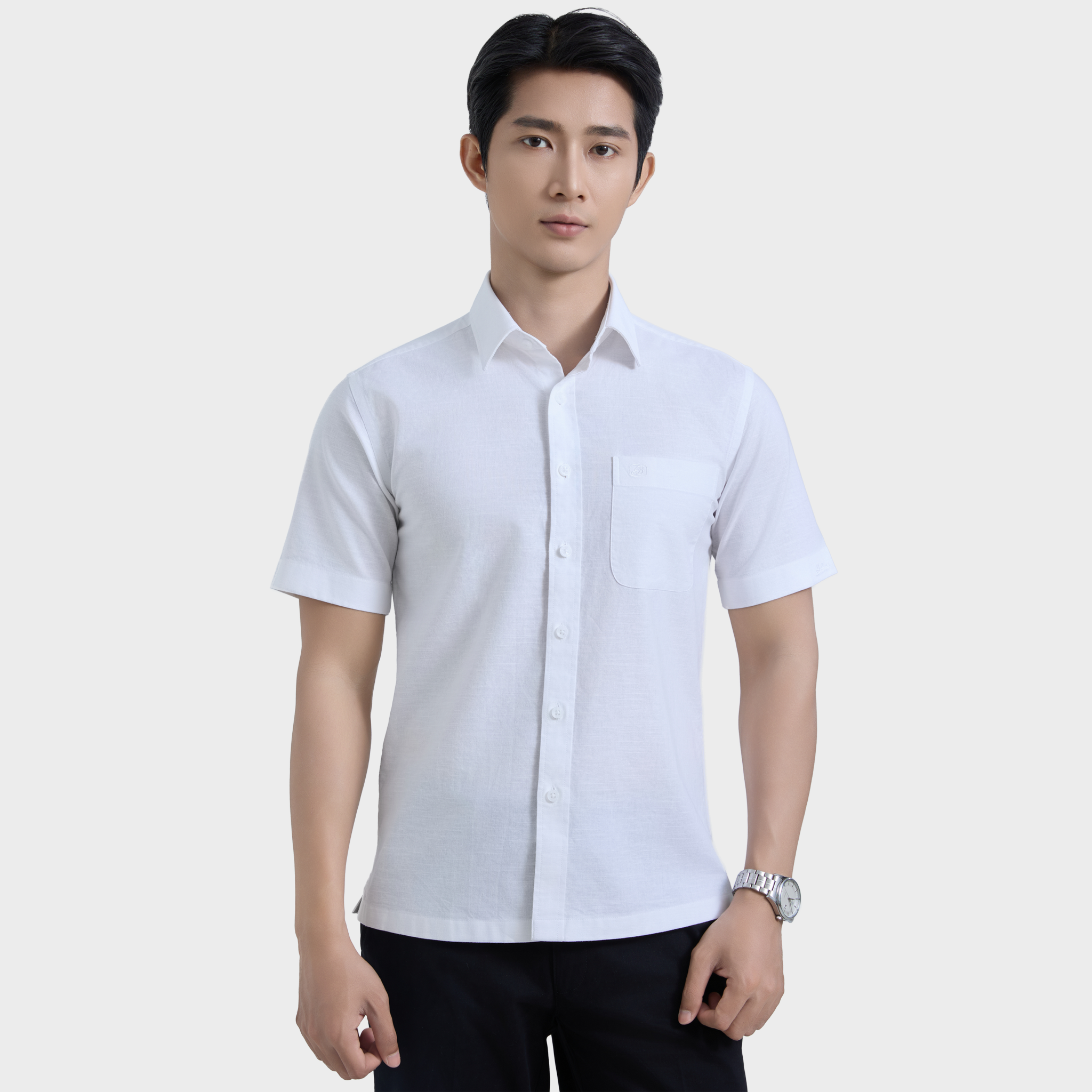  Áo Sơ Mi Nam Linen Cotton Tay Ngắn – Thoáng Mát, Lịch Lãm - ABN.LC.BE 330 