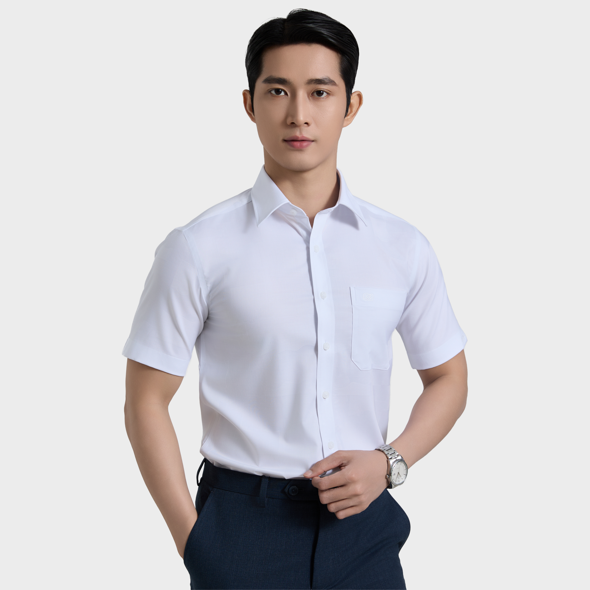  Áo sơ mi nam ngắn tay BELLUNI vải sợi sồi cao cấp - ABN.PMS.BE 348 