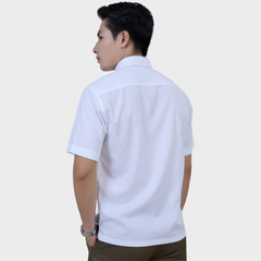  Áo Sơ Mi  Nam Ngắn Tay Trắng Trơn Dệt Twill Mềm Mịn – ABN.PMS.BE 379 