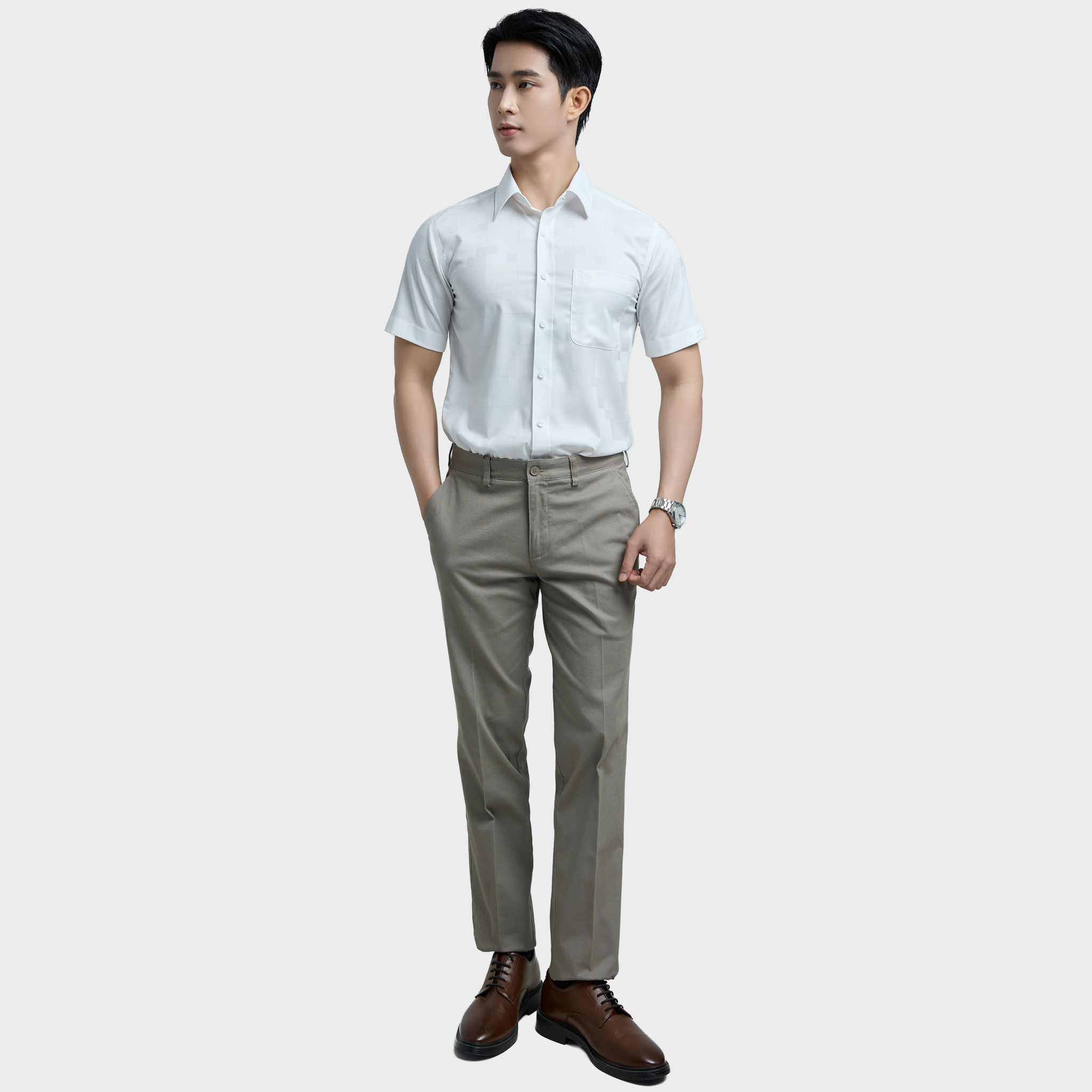  Áo sơ mi nam ngắn tay BELLUNI vải sợi sồi cao cấp - ABN.PMS.BE 336 