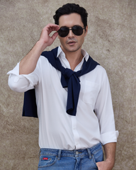  Áo Sơ Mi Nam Trắng Basic Dài Tay Cao Cấp Chống Nhăn Kháng UV - ABD.CR.BE 265 