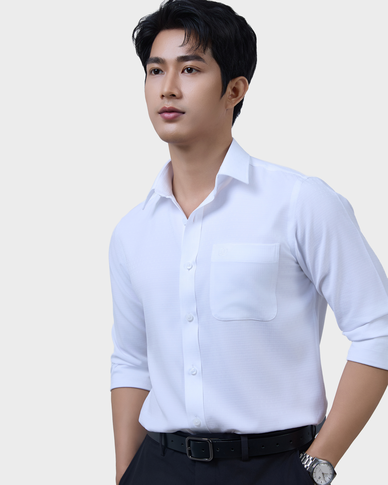  Áo Sơ Mi Nam Trắng Basic Dài Tay Cao Cấp Chống Nhăn Kháng UV - ABD.CR.BE 265 