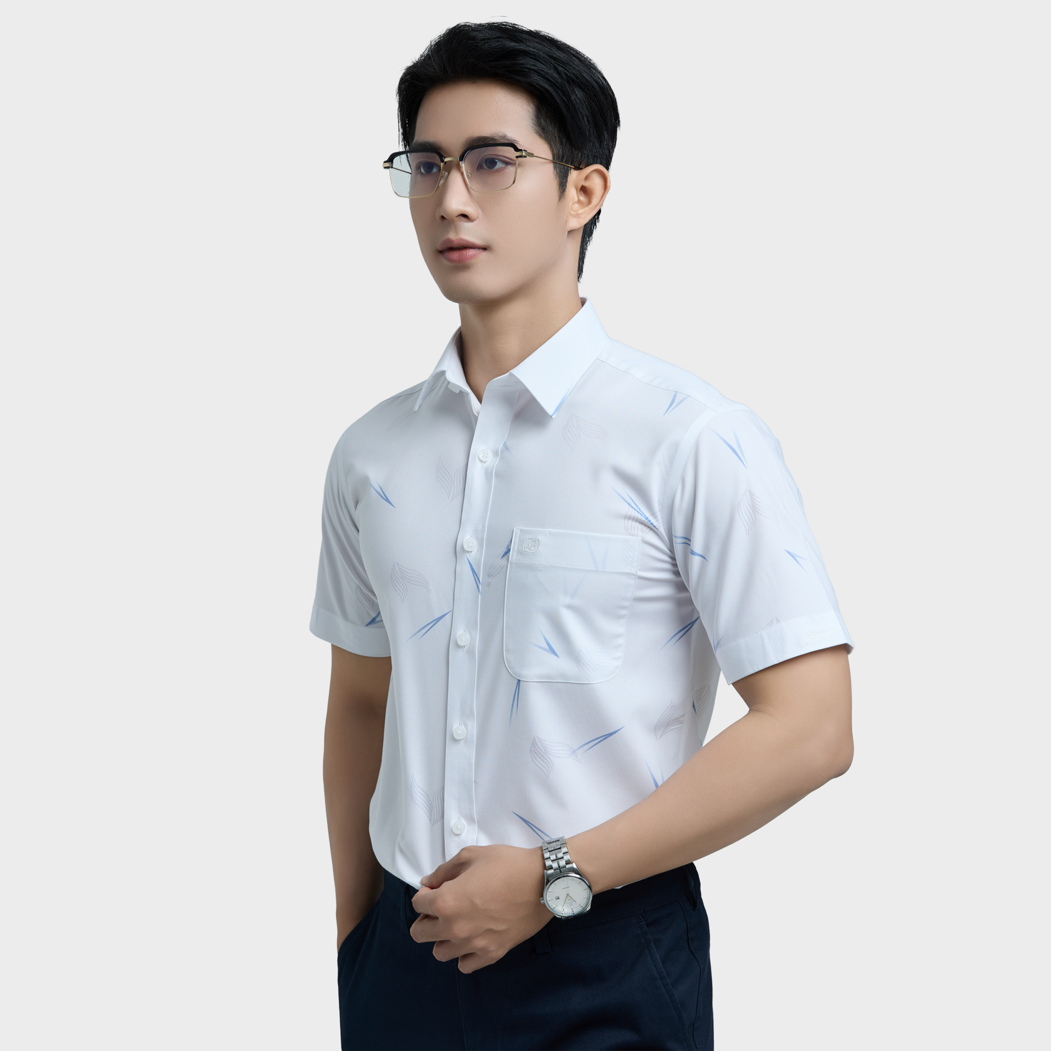  Áo sơ mi nam ngắn tay cao cấp BELLUNI vải sợi tre - ABN.BPS.BE 343 