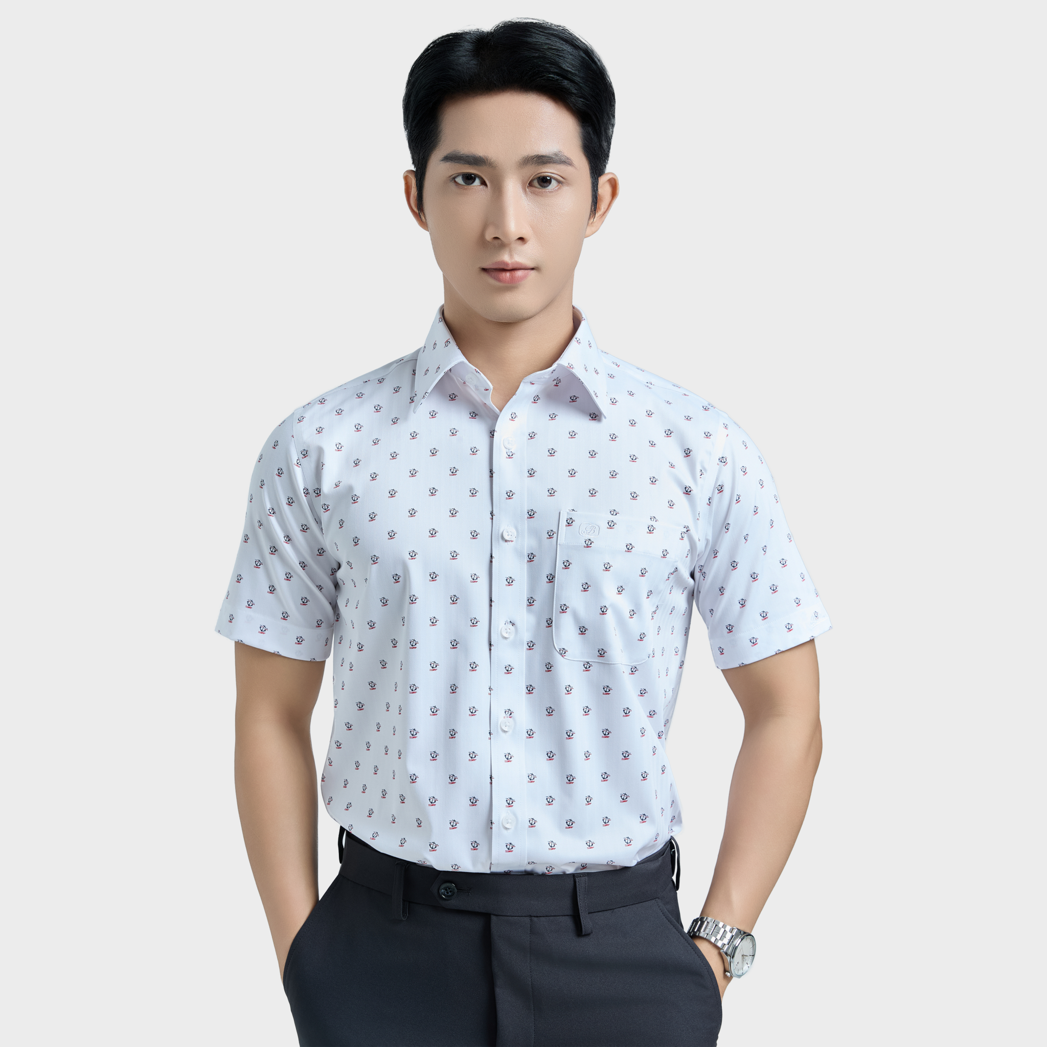  Áo sơ mi nam ngắn tay cao cấp BELLUNI vải sợi tre - ABN.BPS.BE 333 