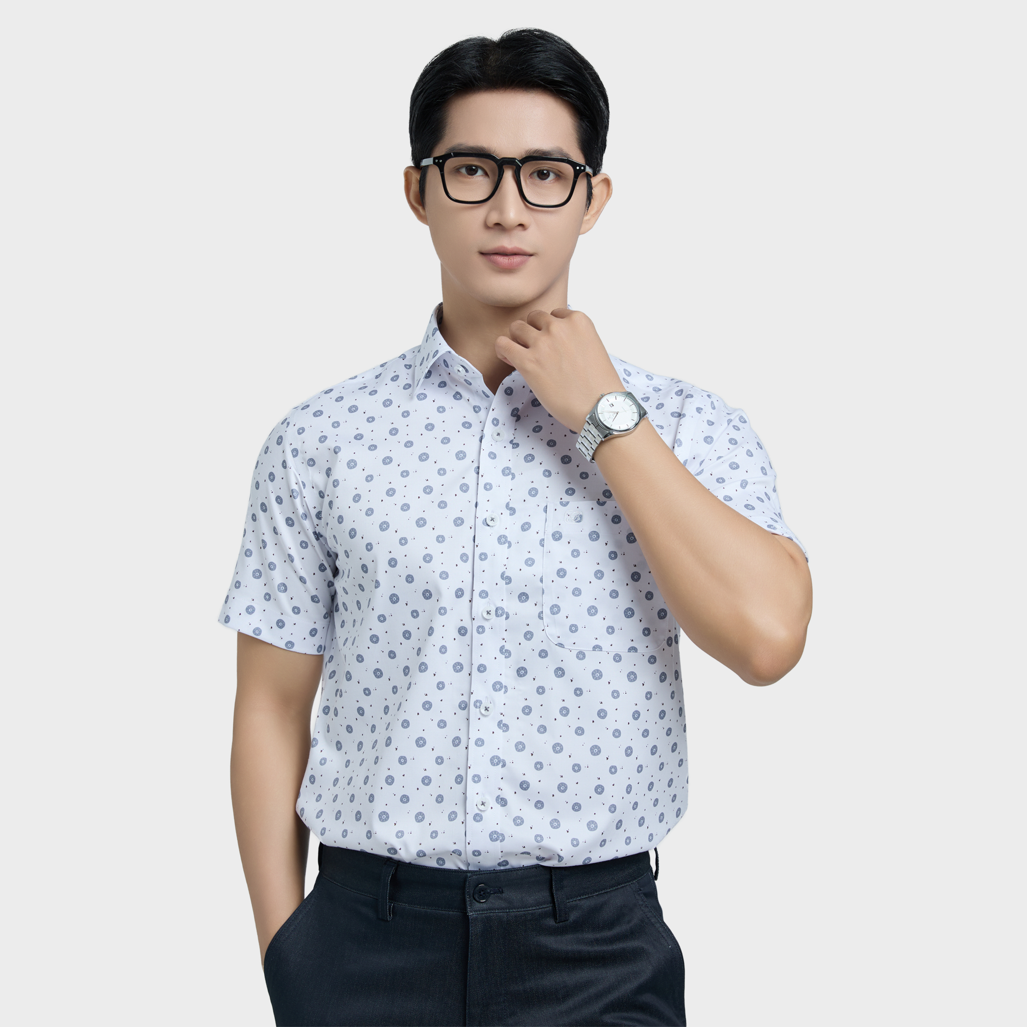  Áo sơ mi nam ngắn tay cao cấp BELLUNI vải sợi tre - ABN.BPS.BE 342 