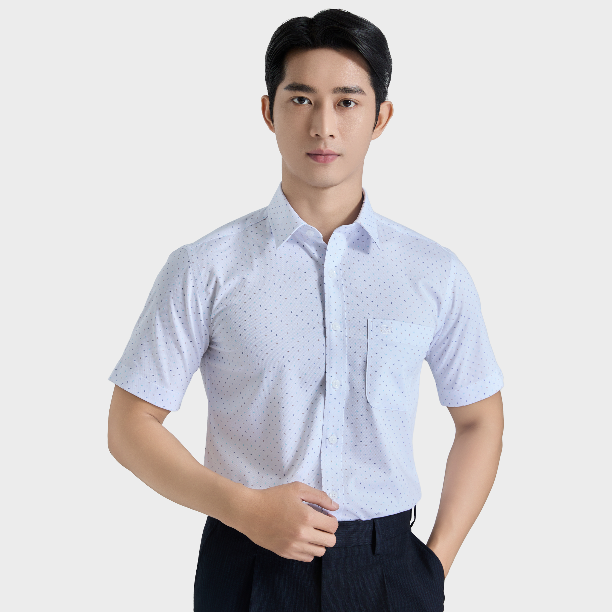  Áo sơ mi nam ngắn tay cao cấp BELLUNI vải sợi tre - ABN.BPS.BE 350 