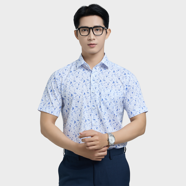  Áo sơ mi nam ngắn tay BELLUNI vải sợi sồi cao cấp - ABN.PMS.BE 337 