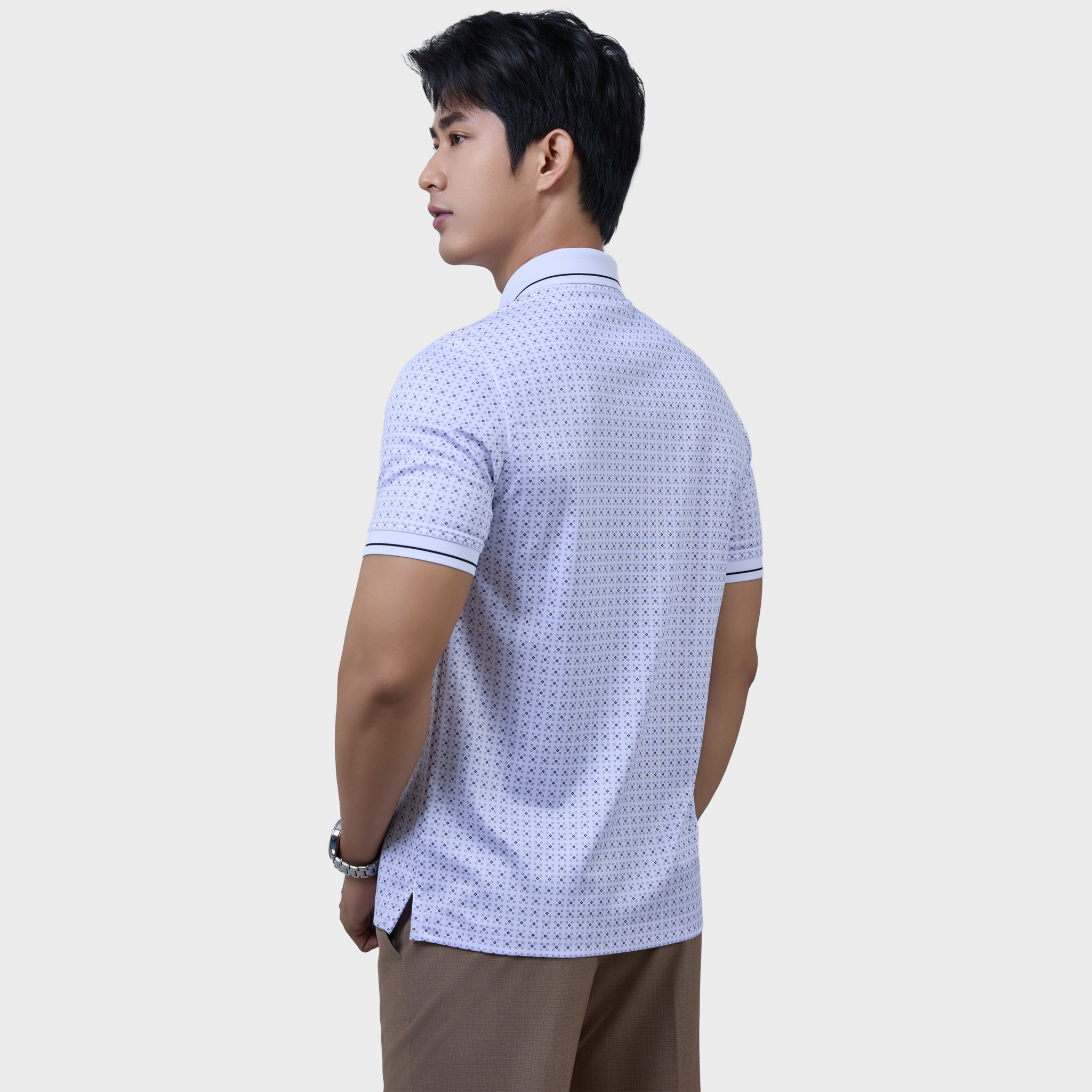  Áo Polo Nam Vải Sợi Tre Bo Cổ Dệt Sọc Thoáng Khí  – AT.BP.BE 118 