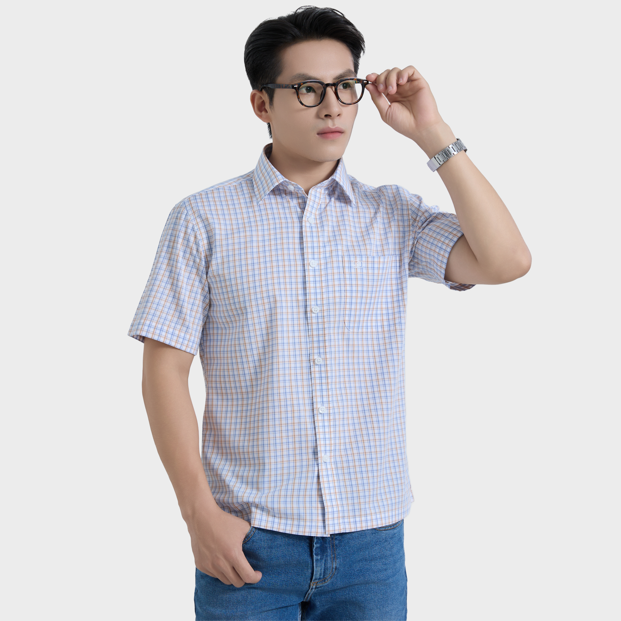  Áo Sơ Mi Caro Nam Vải Sợi Sồi Nhẹ Nhàng Thanh Lịch - ABN.PM.BE 365 