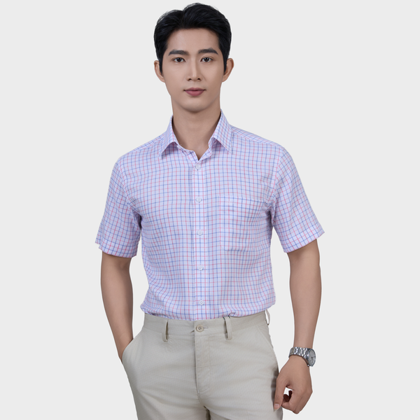 Áo Sơ Mi Caro Nam Ngắn Tay Sợi Sồi – Nhẹ Nhàng, Tinh Tế - ABN.PM.BE 369 