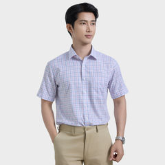  Áo Sơ Mi Caro Xám Nam Tay Ngắn Vải Sợi Sồi Trang Nhã Hiện Đại - ABN.PM.BE 364 