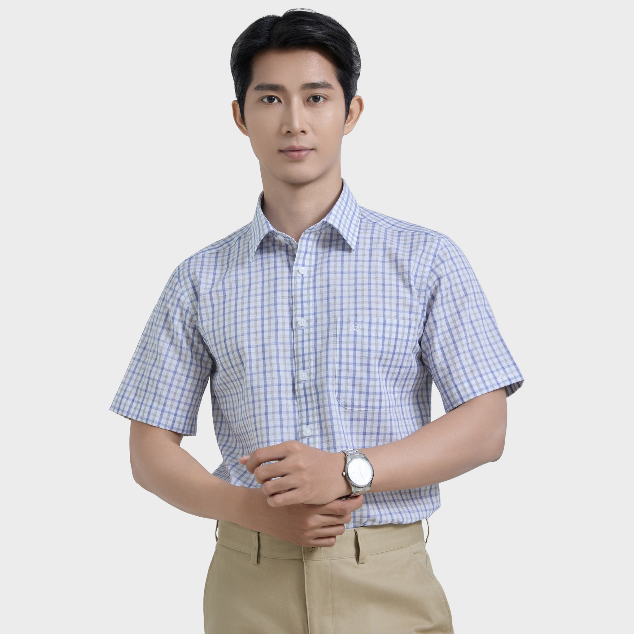  Áo sơ mi nam ngắn tay cotton cao cấp BELLUNI - ANL.CM.BE 11 