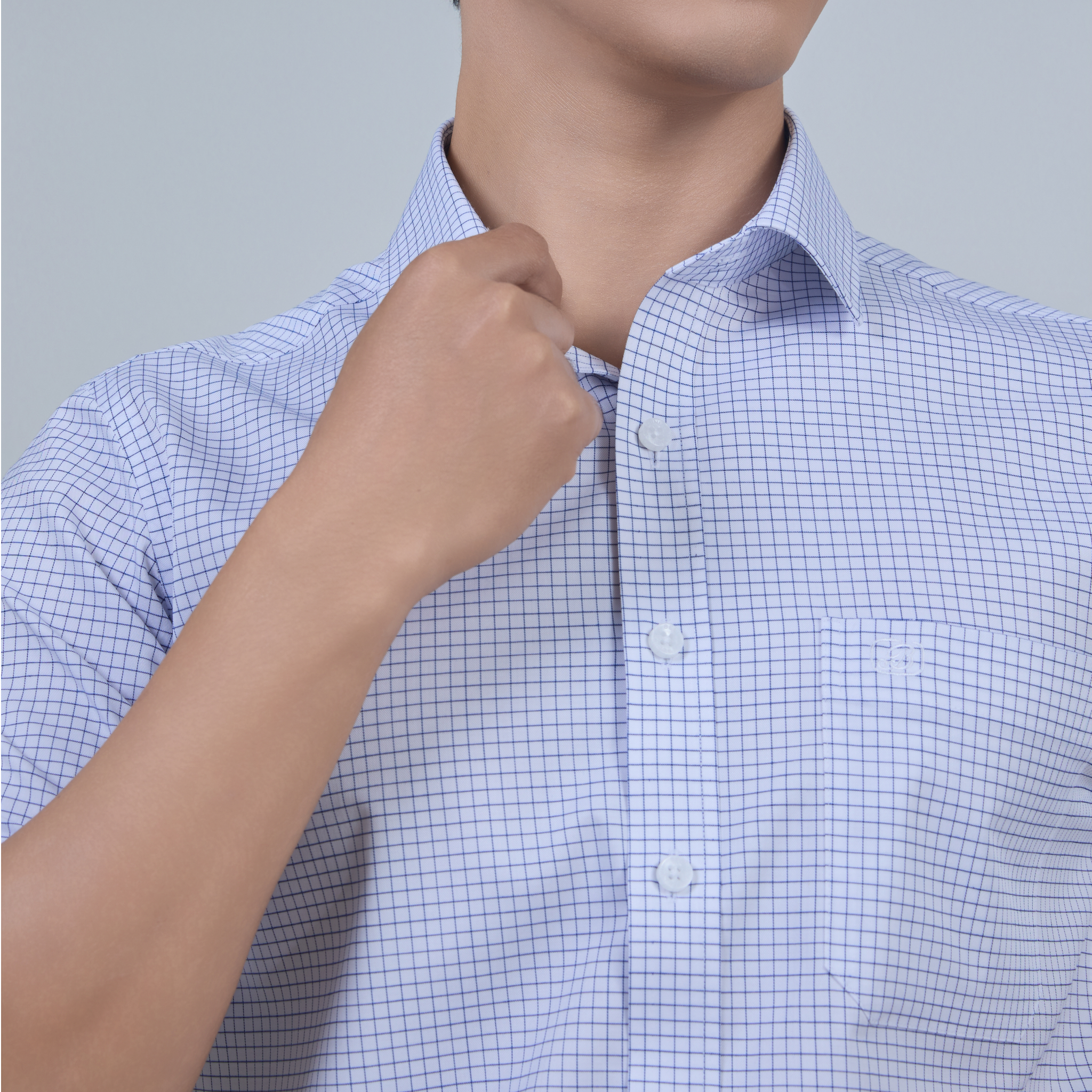  Áo Sơ Mi Caro Navy Nam Ngắn Tay Sợi Modal – Sang Trọng, Co Giãn - ABN.PMS.BE 375 