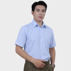  Áo Sơ Mi Caro Nam Ngắn Tay Vải Sợi Sồi, Co Giãn Thoải Mái – ABN.PMS.BE 376 