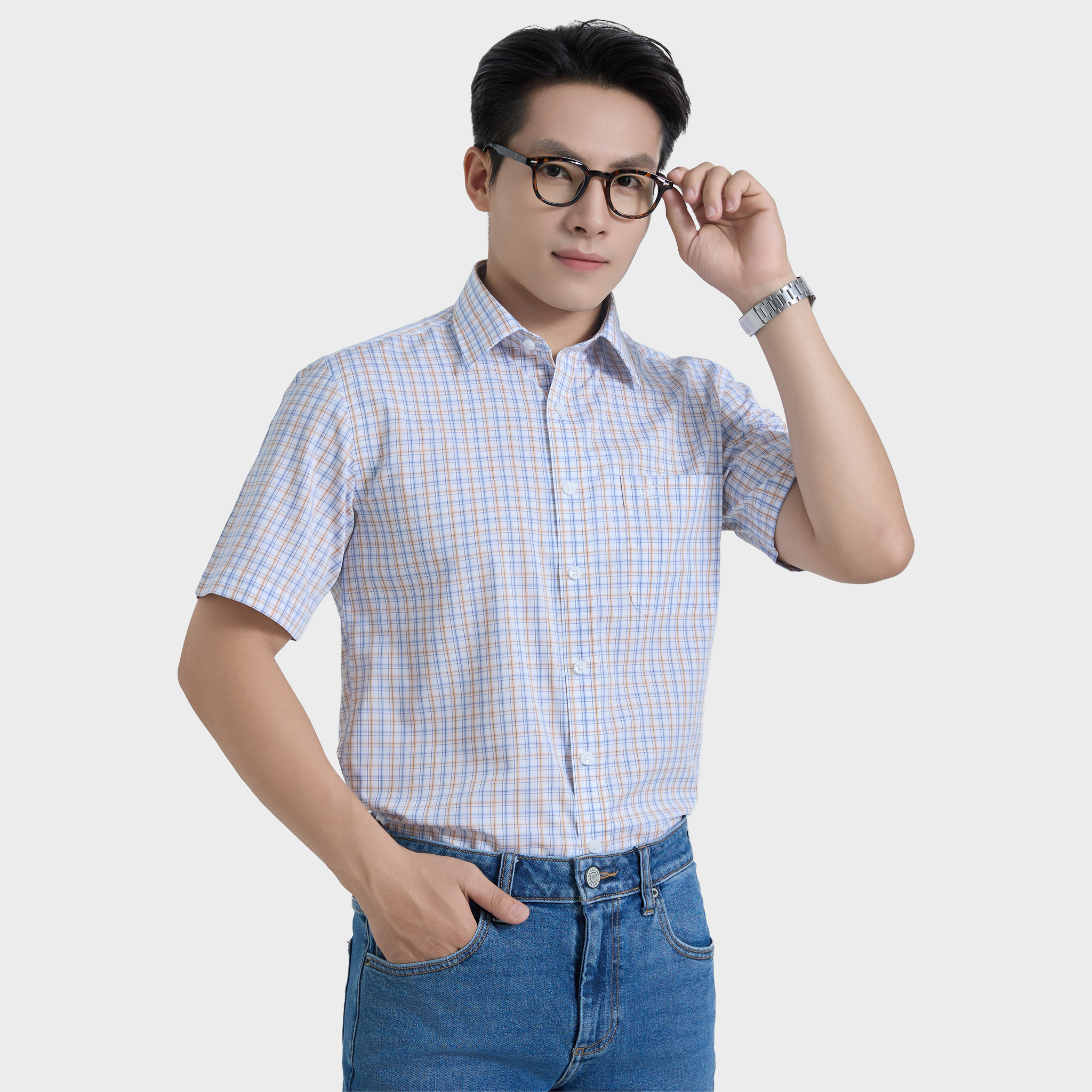  Áo Sơ Mi Caro Nam Vải Sợi Sồi Nhẹ Nhàng Thanh Lịch - ABN.PM.BE 365 