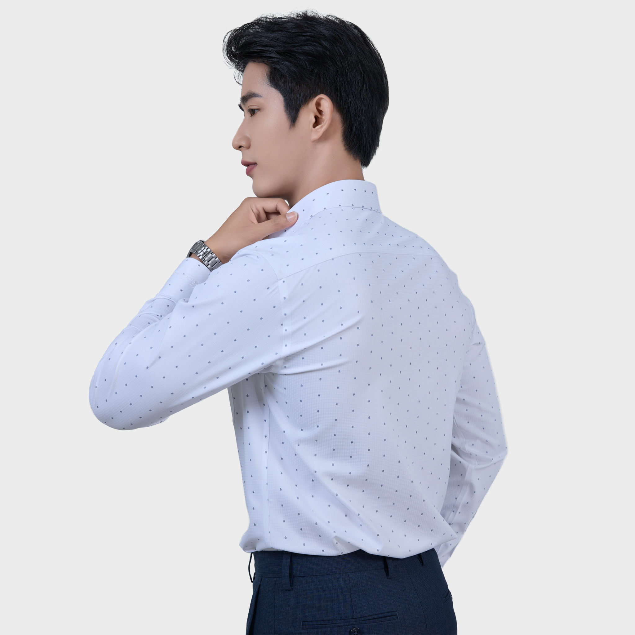  Áo Sơ Mi Chấm Bi Nam Tay Dài Vải Sợi Tre Mềm Mại Chống UV - ABD.BPS.BE 248 