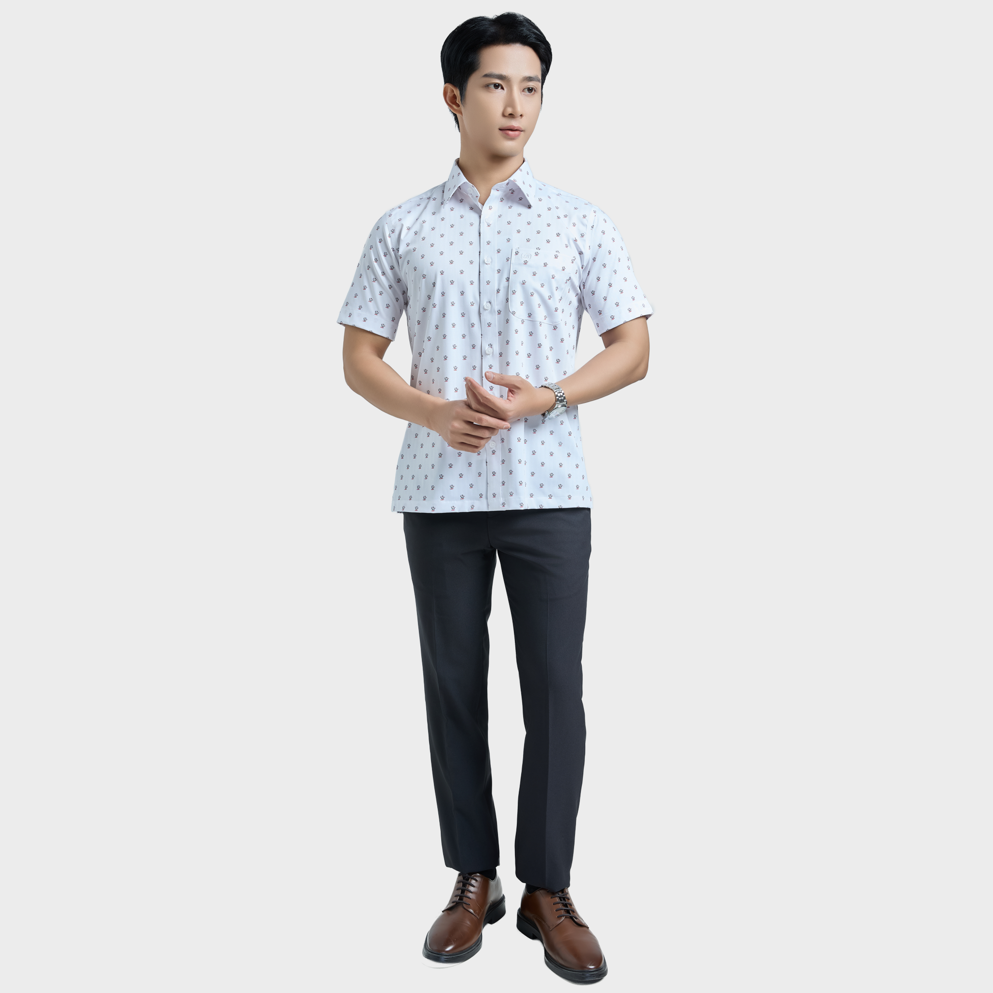  Áo sơ mi nam ngắn tay cao cấp BELLUNI vải sợi tre - ABN.BPS.BE 333 