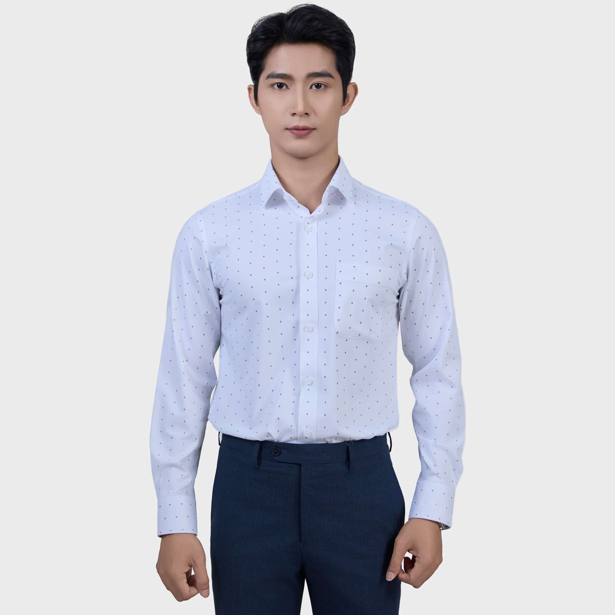  Áo Sơ Mi Chấm Bi Nam Tay Dài Vải Sợi Tre Mềm Mại Chống UV - ABD.BPS.BE 248 