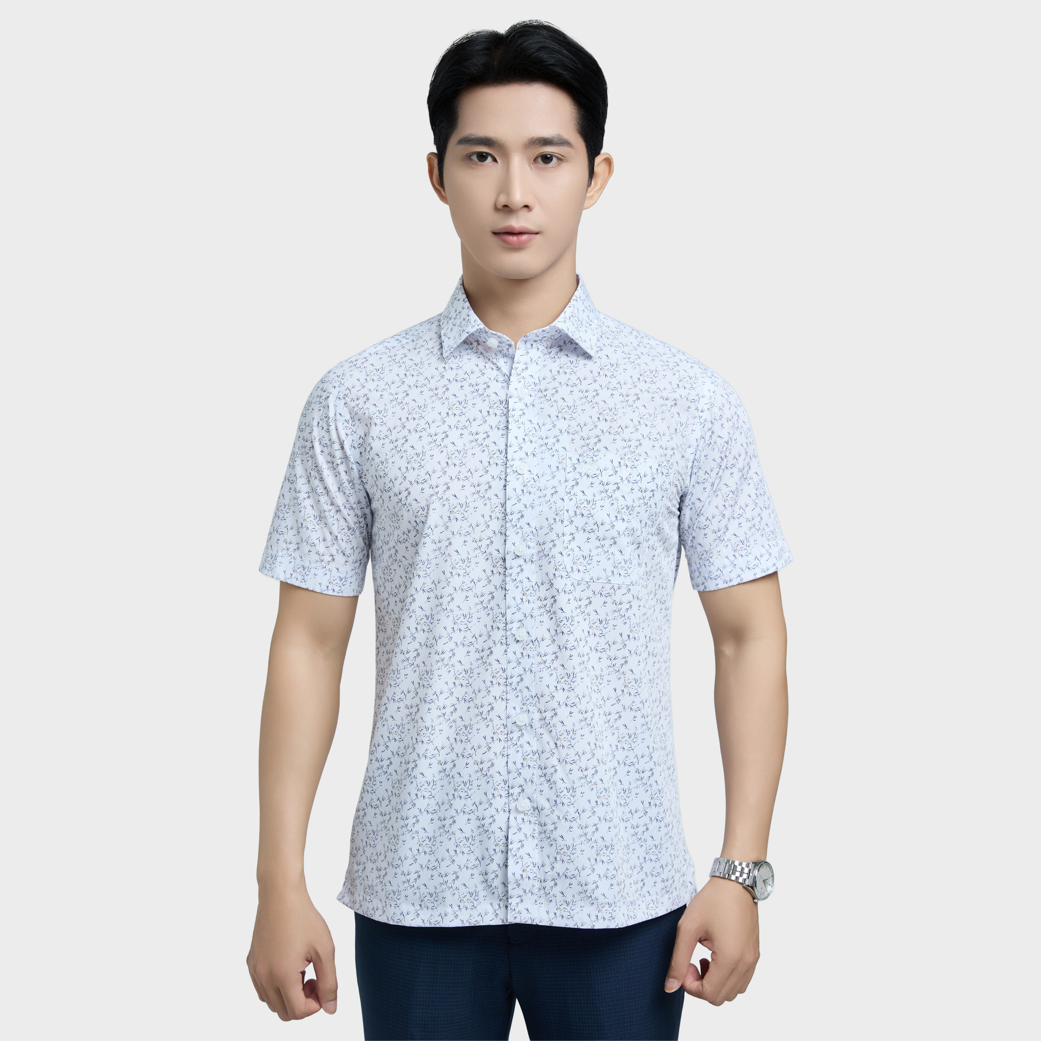  Áo sơ mi nam ngắn tay cao cấp BELLUNI vải sợi tre - ABN.BP.BE 341 