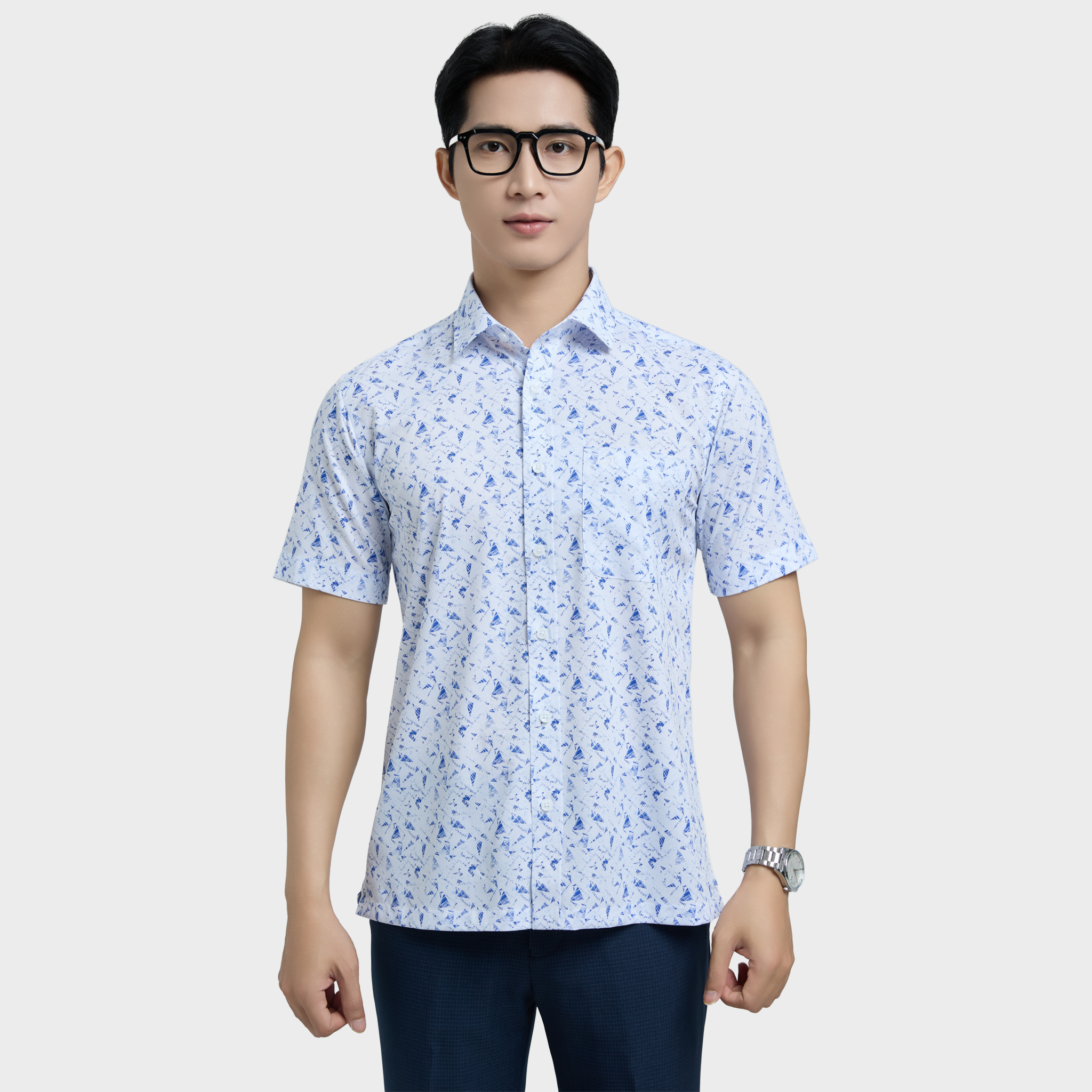  Áo sơ mi nam ngắn tay BELLUNI vải sợi sồi cao cấp - ABN.PMS.BE 337 