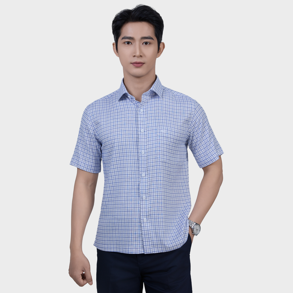  Áo Sơ Mi Nam  Ngắn Tay Họa Tiết Sợi Sồi – Tươi Mới, Co Giãn - ABN.PMS.BE 363 
