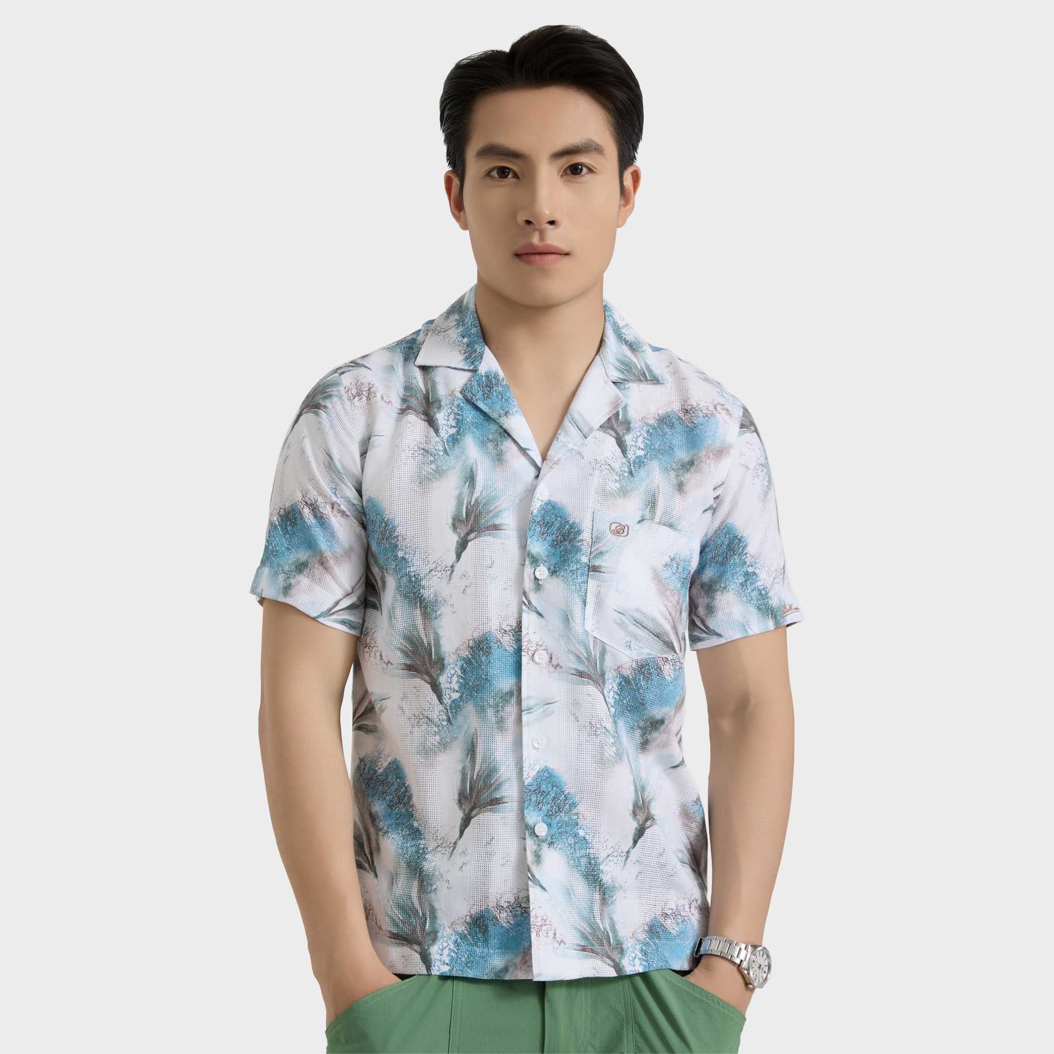  Áo sơ mi nam ngắn tay cao cấp BELLUNI vải sợi tre cổ áo Danton - ABN.PV.BE 358 