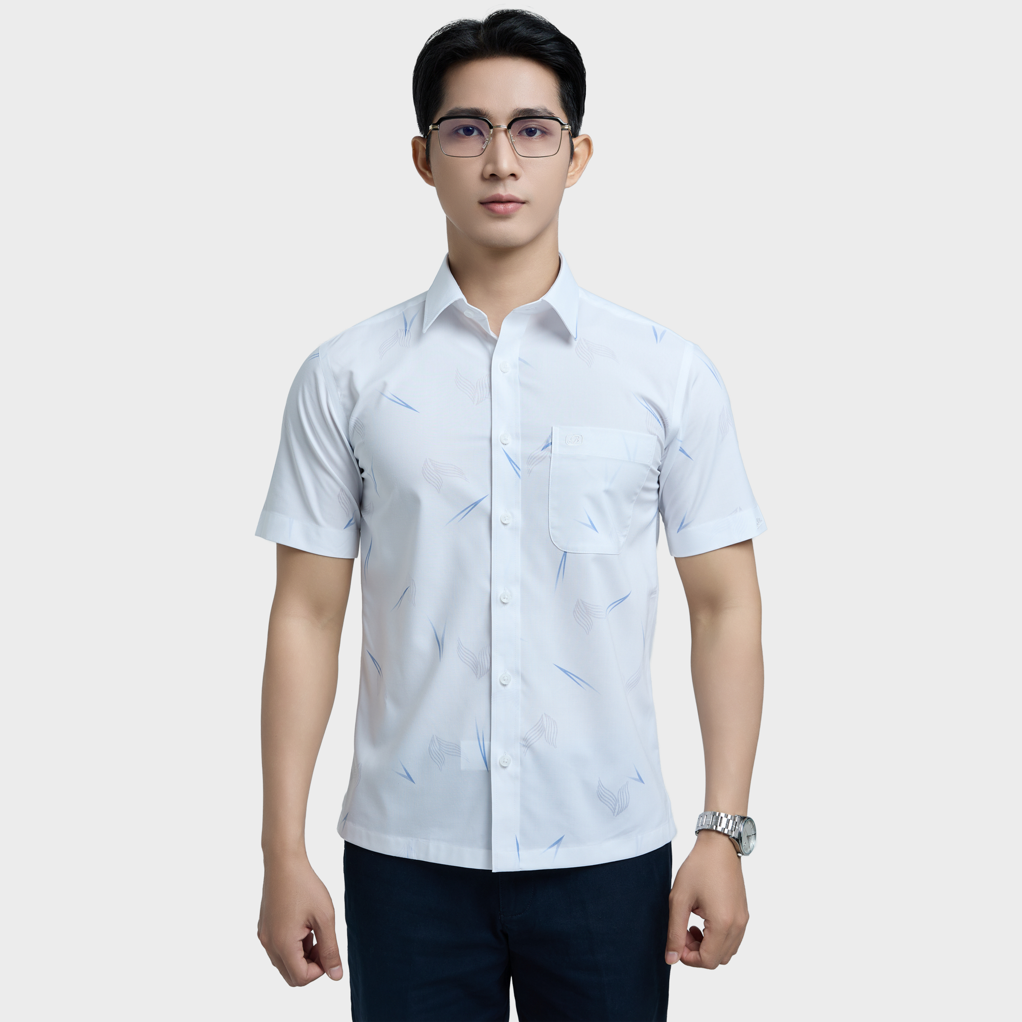  Áo sơ mi nam ngắn tay cao cấp BELLUNI vải sợi tre - ABN.BPS.BE 343 