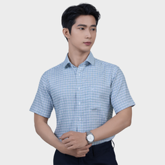  Áo Sơ Mi Nam  Ngắn Tay Họa Tiết Sợi Sồi – Tươi Mới, Co Giãn - ABN.PMS.BE 363 