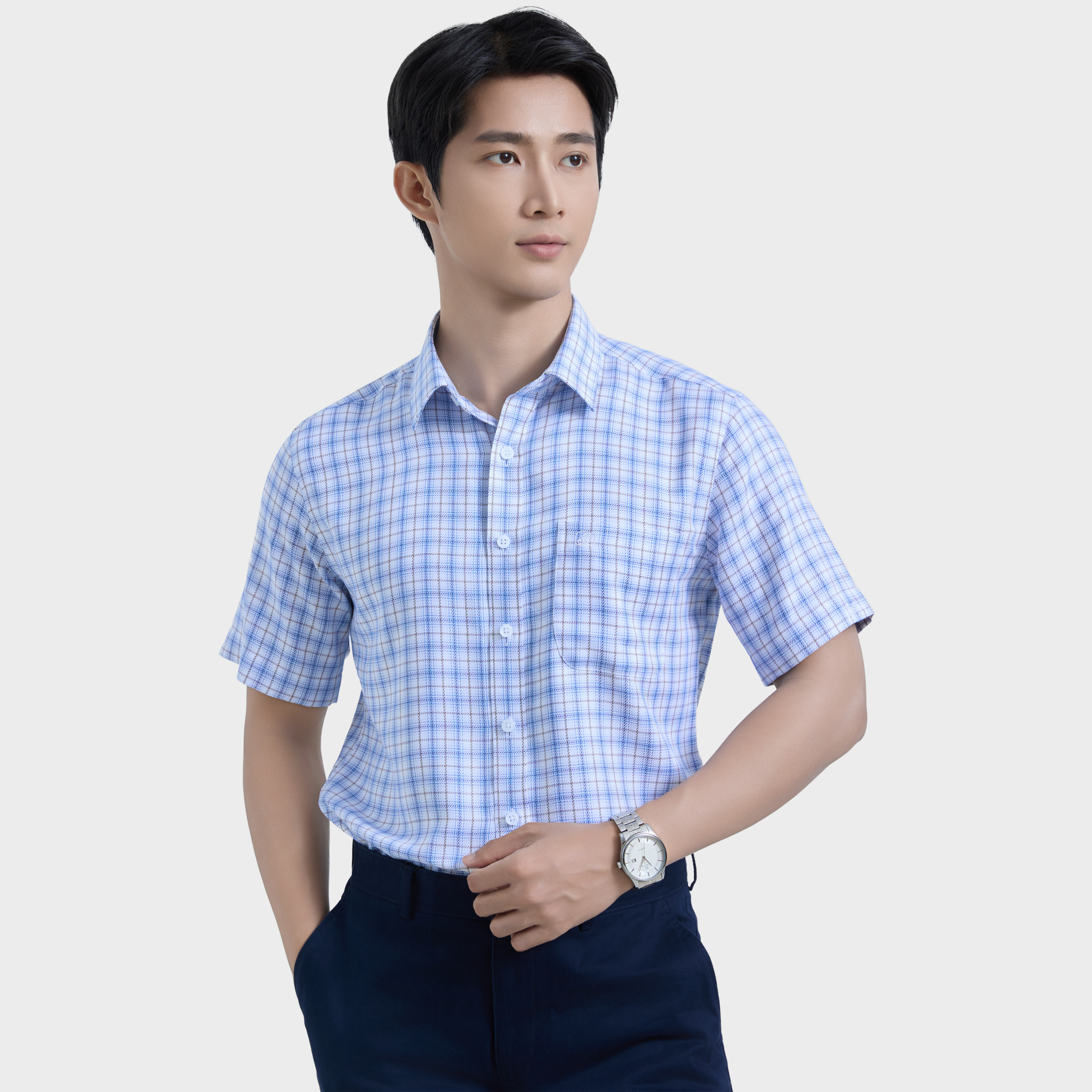  Áo sơ mi nam ngắn tay BELLUNI vải sợi sồi thoải mái thanh lịch - ABN.PM.BE 361 