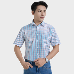  Áo Sơ Mi Caro Xám Nam Tay Ngắn Vải Sợi Sồi Trang Nhã Hiện Đại - ABN.PM.BE 364 