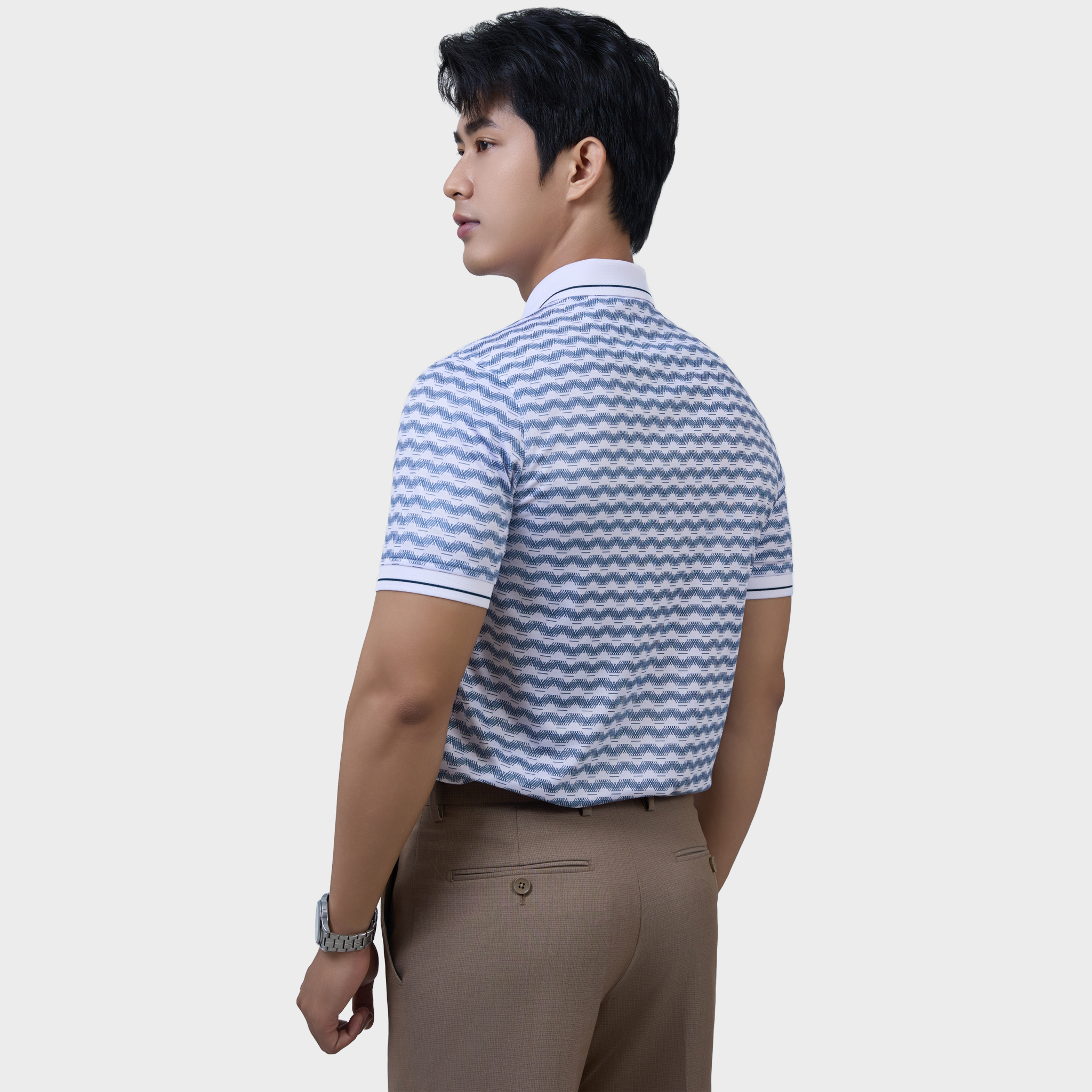  Áo Polo Nam Vải Sợi Tre Bo Cổ Dệt Sọc Thoáng Khí  – AT.BP.BE 118 
