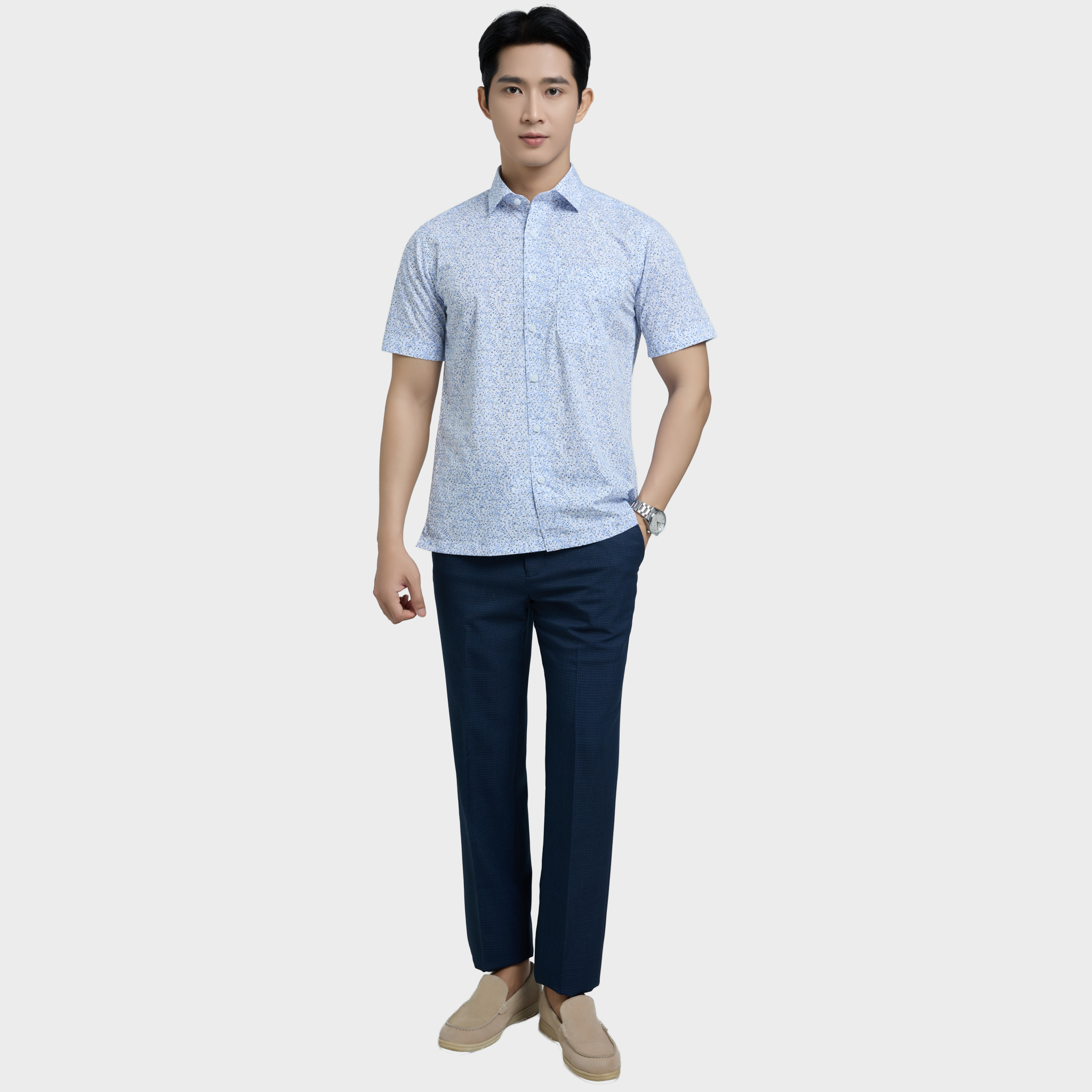  Áo sơ mi nam ngắn tay cao cấp BELLUNI vải sợi tre - ABN.BP.BE 341 