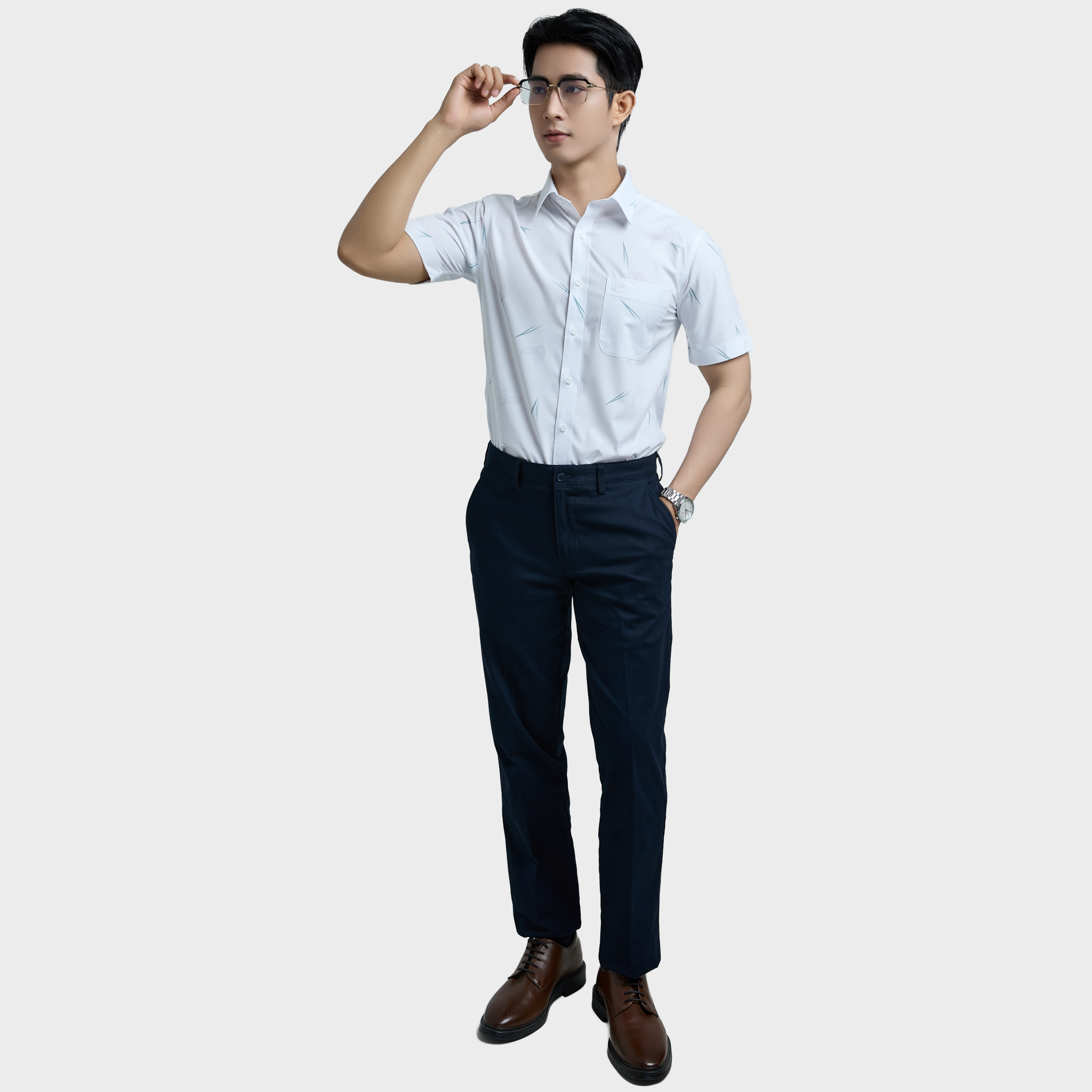  Áo sơ mi nam ngắn tay cao cấp BELLUNI vải sợi tre - ABN.BPS.BE 343 