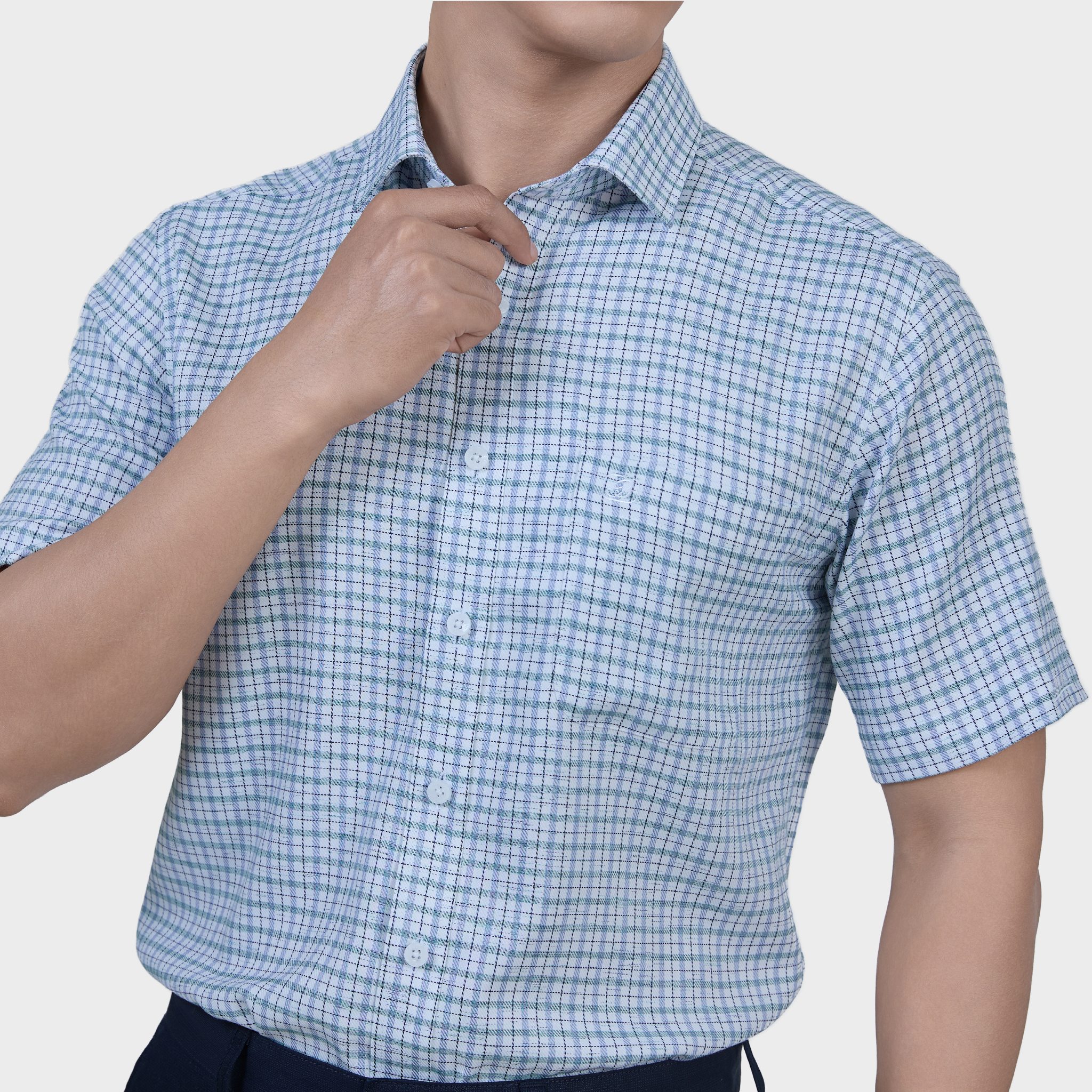  Áo Sơ Mi Nam  Ngắn Tay Họa Tiết Sợi Sồi – Tươi Mới, Co Giãn - ABN.PMS.BE 363 