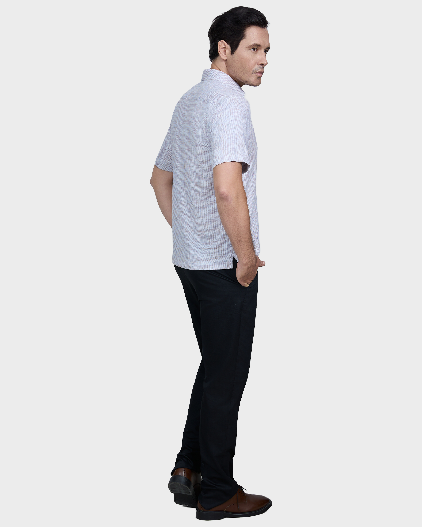  Áo Sơ Mi Nam Tay Ngắn Vải Sợi Sồi Caro Xanh Đỏ Co Giãn Cá Tính – ABN.PMS.BE.377 