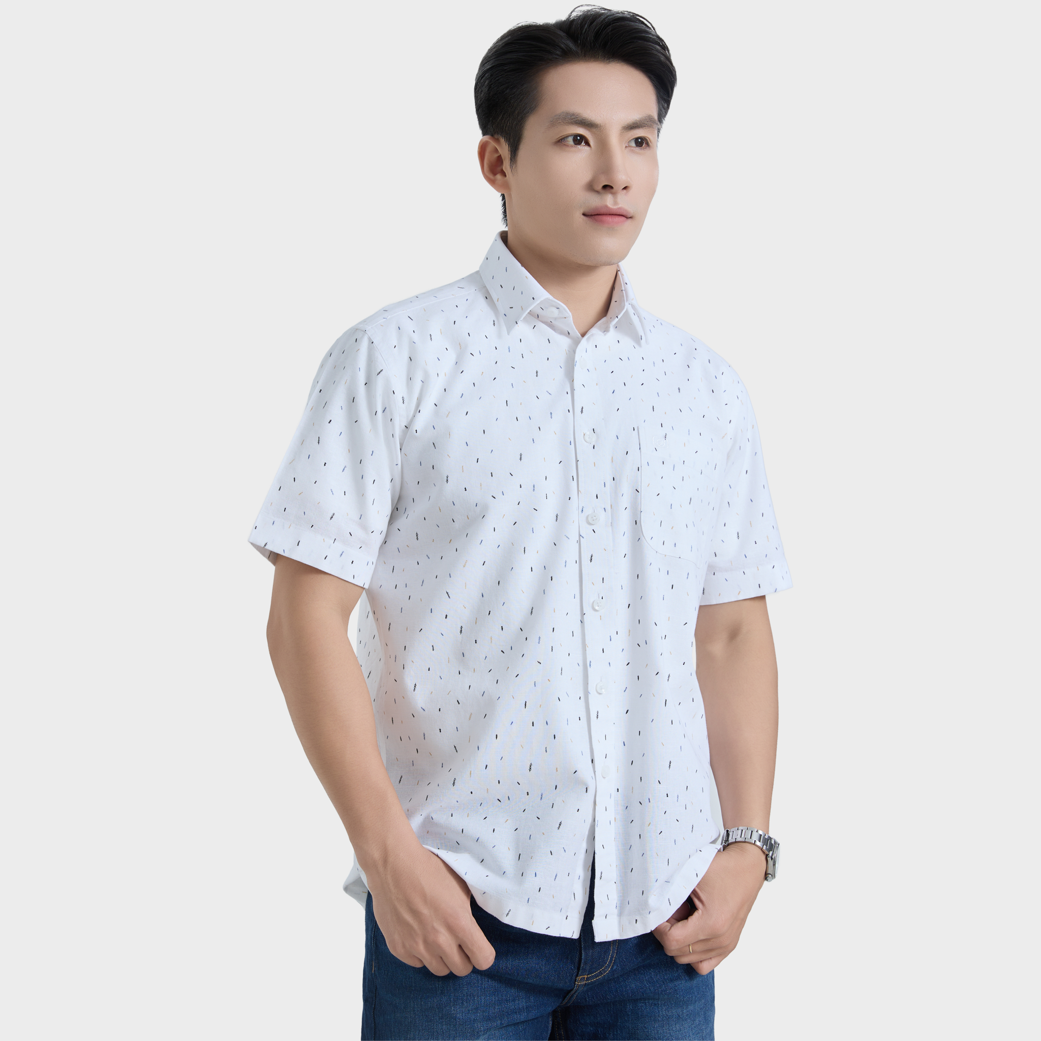  Áo Sơ Mi Nam Linen Cotton Tay Ngắn – Thoáng Mát, Lịch Lãm - ABN.LC.BE 330 