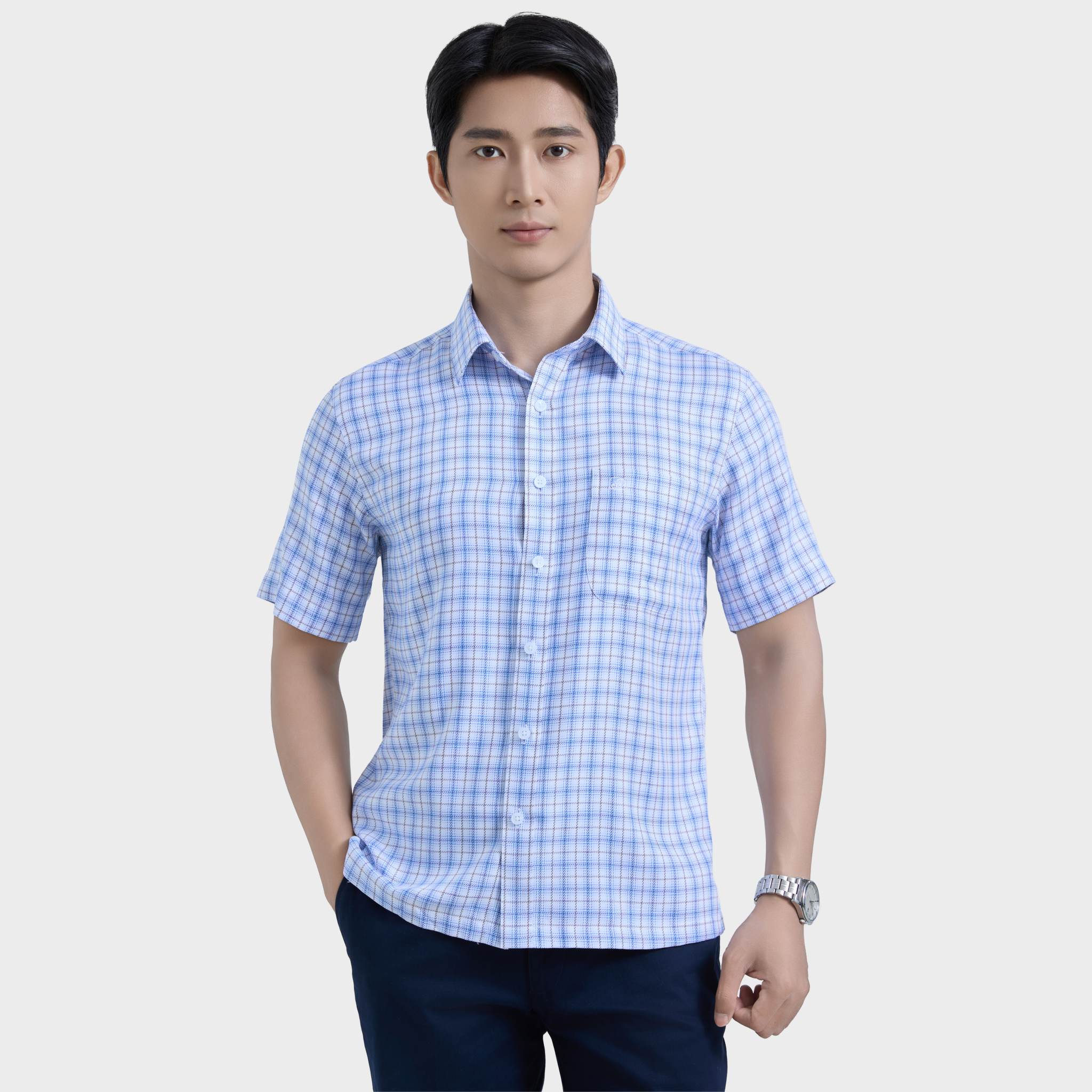  Áo sơ mi nam ngắn tay BELLUNI vải sợi sồi thoải mái thanh lịch - ABN.PM.BE 361 