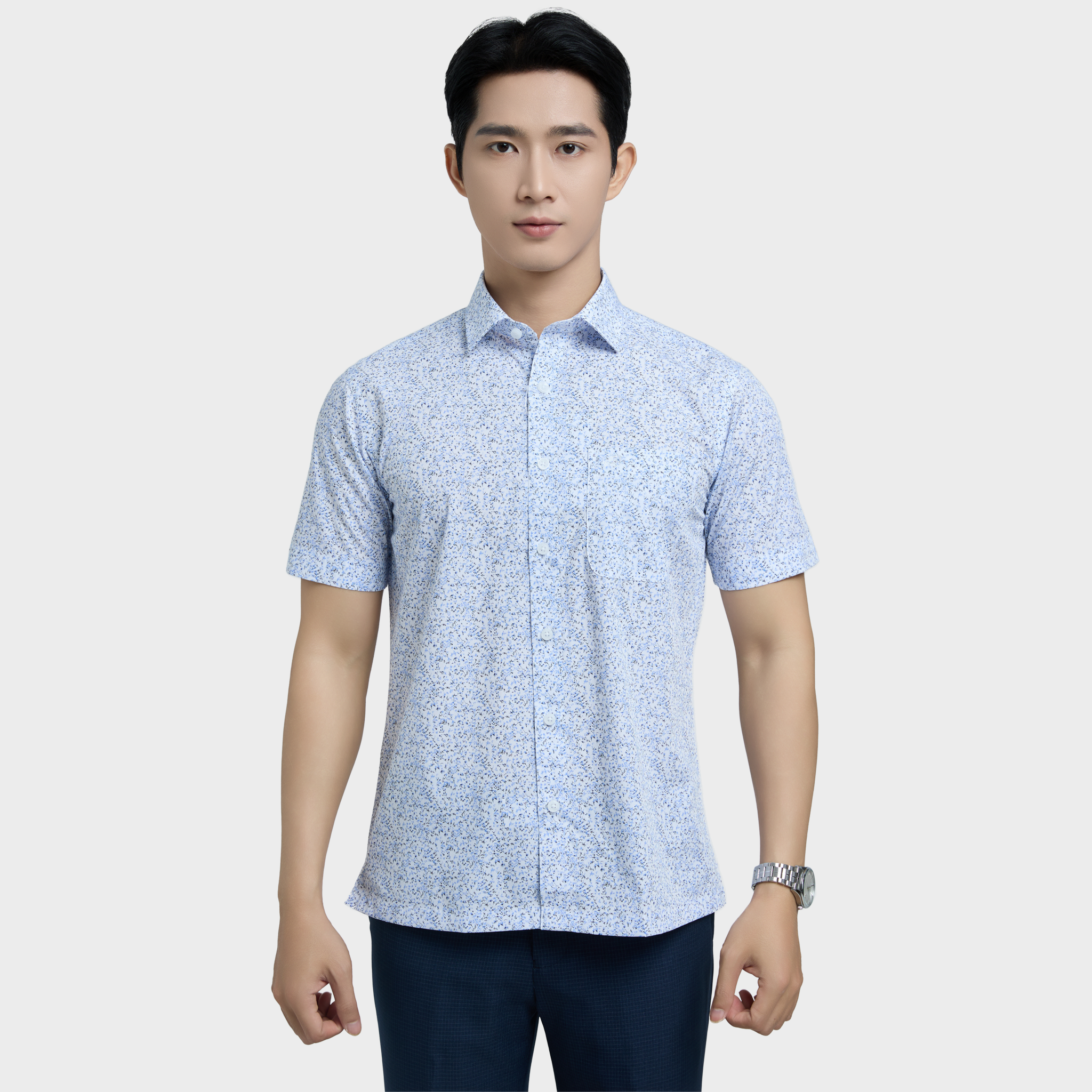  Áo sơ mi nam ngắn tay cao cấp BELLUNI vải sợi tre - ABN.BP.BE 341 