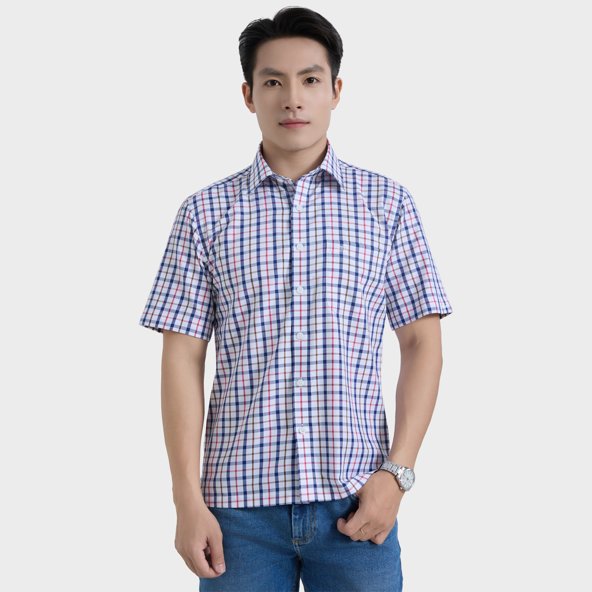  Áo Sơ Mi Caro Nam Vải Sợi Sồi Nhẹ Nhàng Thanh Lịch - ABN.PM.BE 365 