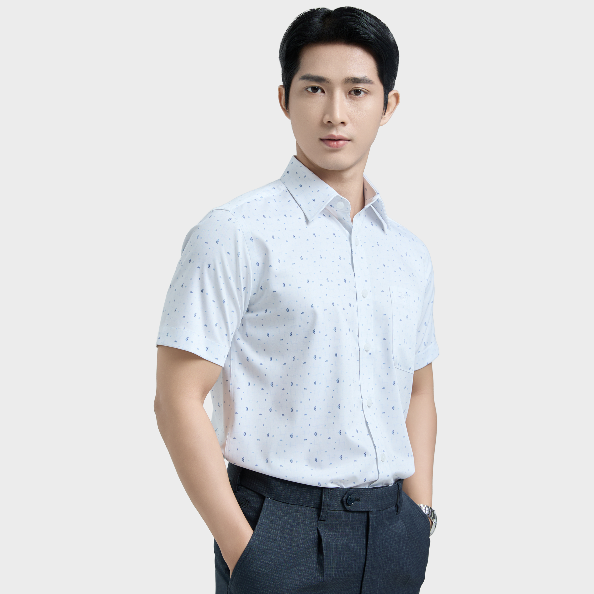  Áo sơ mi nam ngắn tay cao cấp BELLUNI vải sợi tre - ABN.BPS.BE 321 