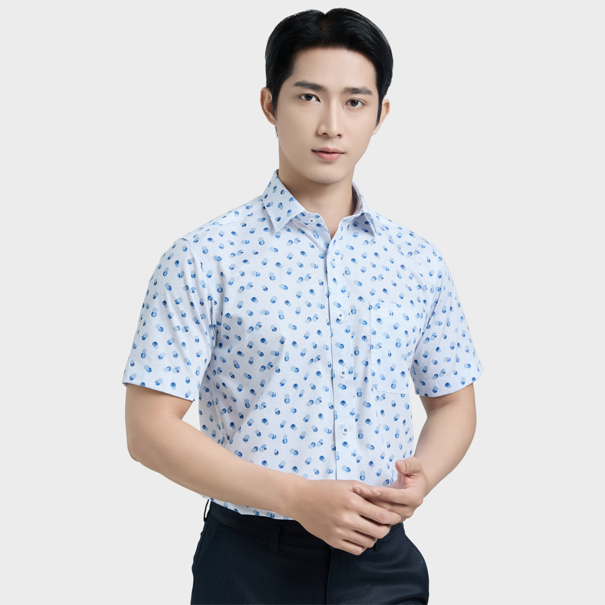  Áo sơ mi nam ngắn tay cao cấp BELLUNI vải sợi tre - ABN.BPS.BE 329 