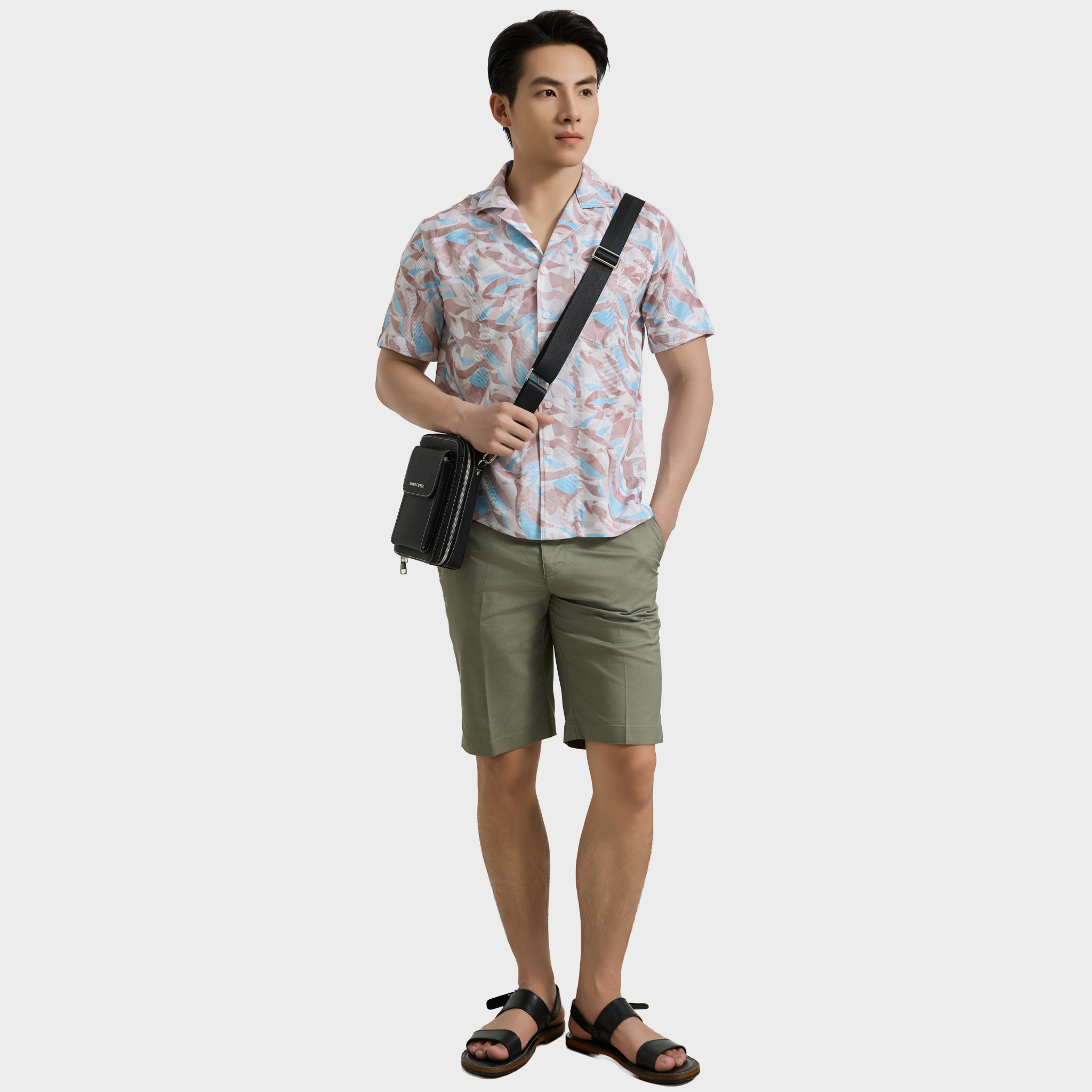  Áo sơ mi nam ngắn tay cao cấp BELLUNI vải sợi tre cổ áo Danton - ABN.PV.BE 358 